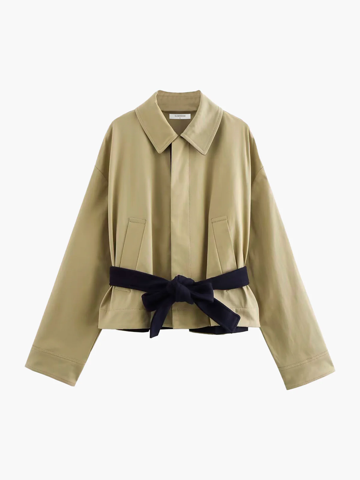 Contrast Belt Button Trench Coat - Image 2