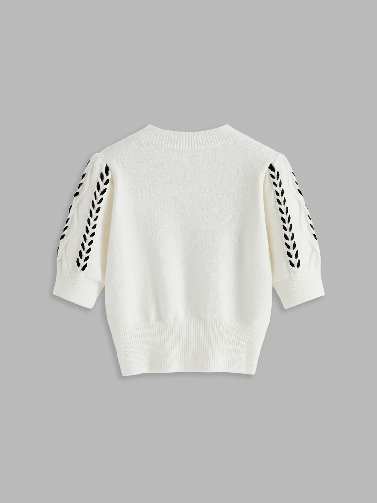 Contrast Binding Cable Knit Top - Image 2