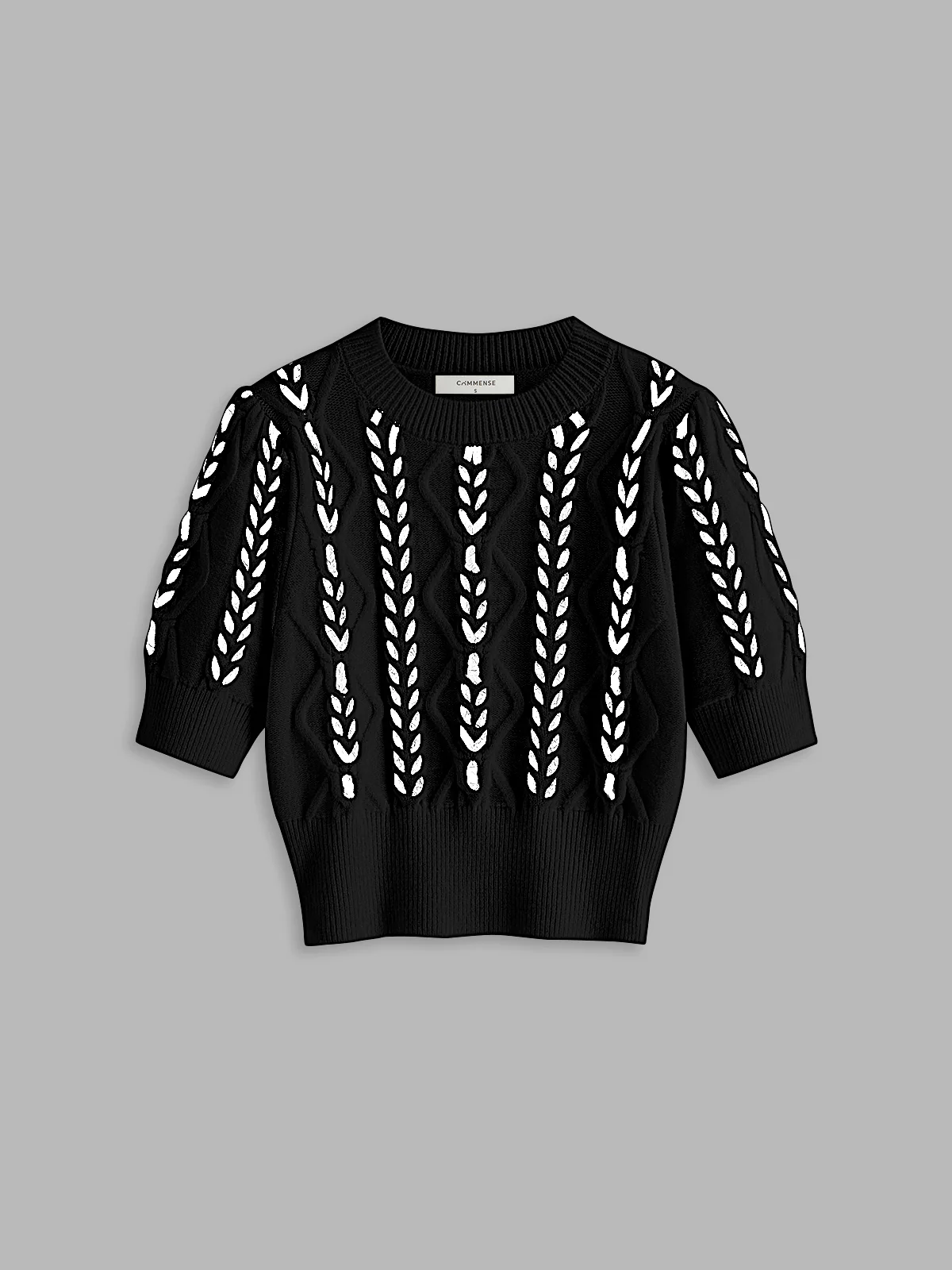 Contrast Binding Cable Knit Top - Image 5