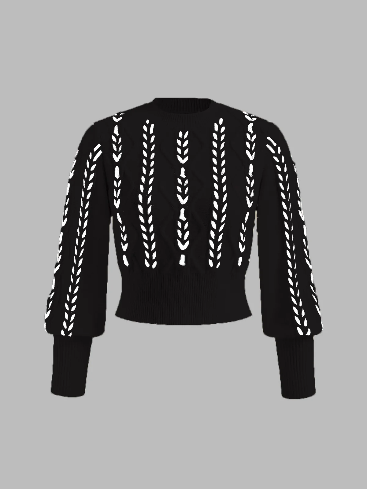 Contrast Binding Cinched Sweater - Image 5
