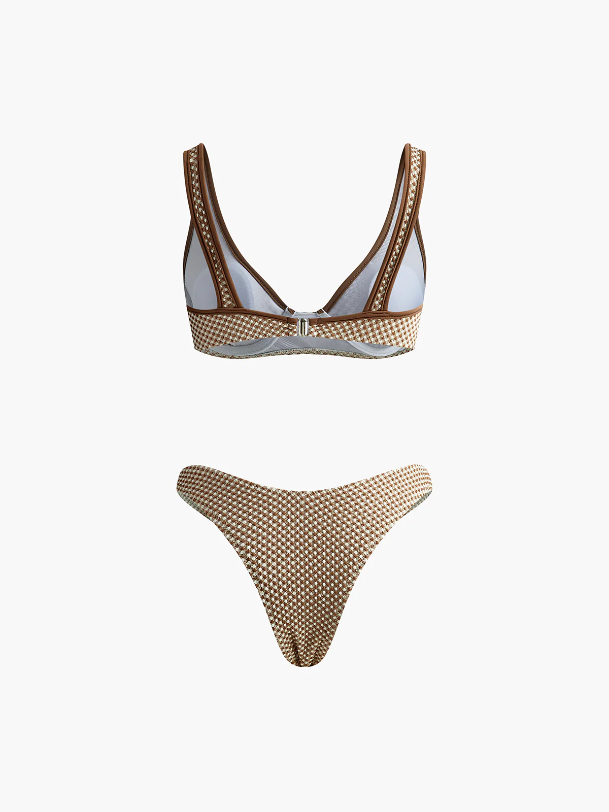 Contrast Binding Plaid Bikini Set - Image 3