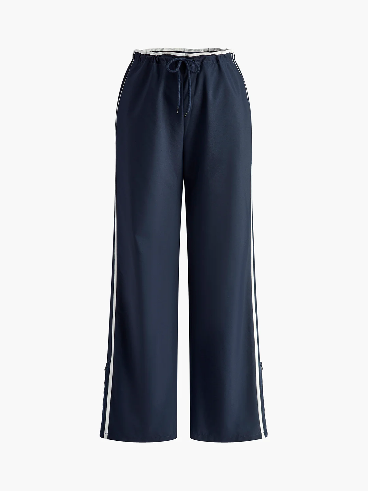 Contrast Binding Zipper Long Pants - Image 3