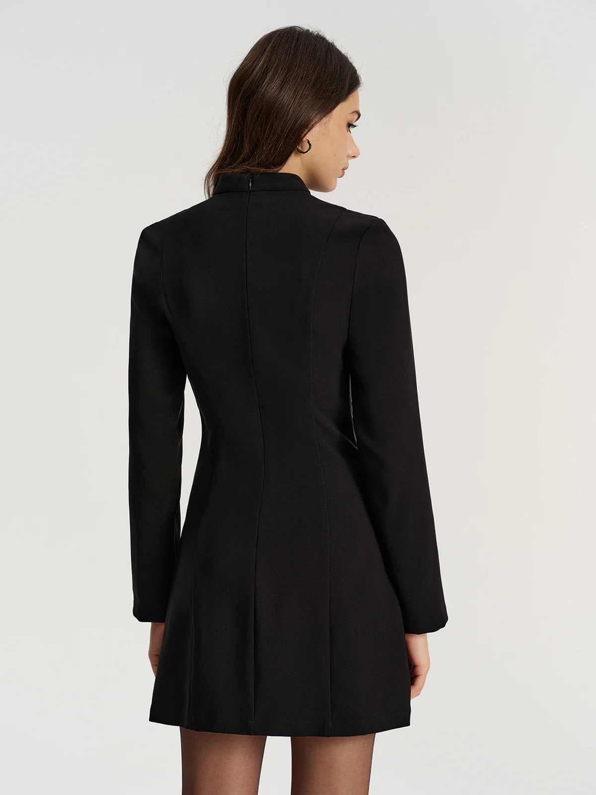 Contrast Bow Slit Mock Neck Mini Dress - Image 5