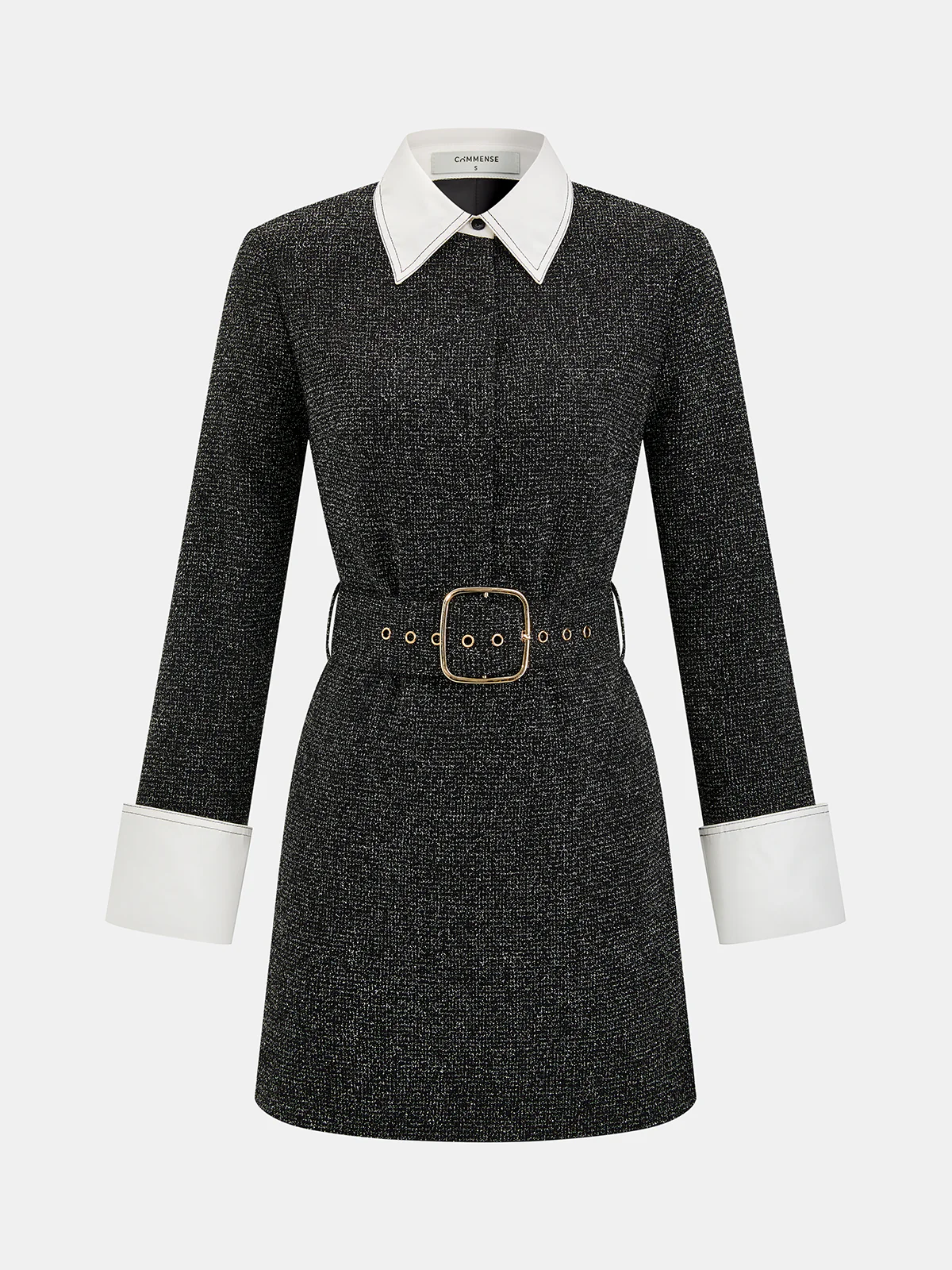 Contrast-Collar Belted Mini Dress - Image 2
