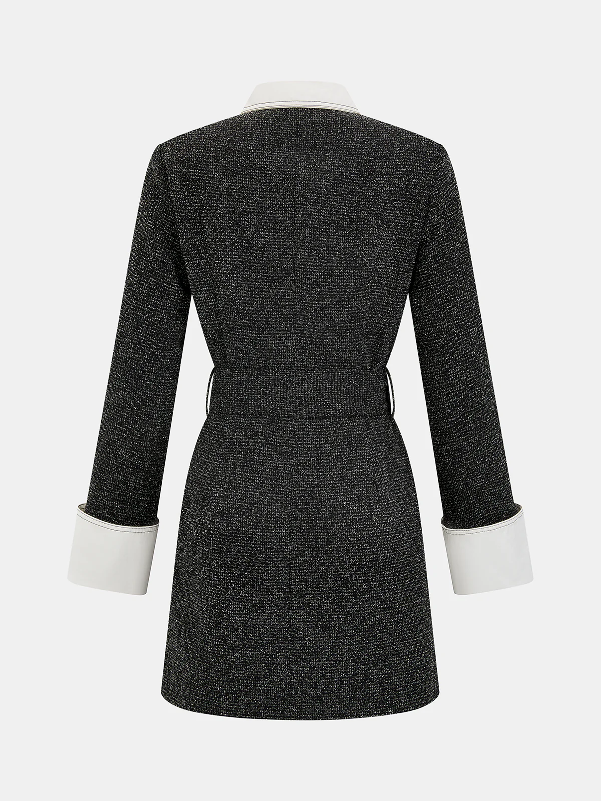 Contrast-Collar Belted Mini Dress - Image 3