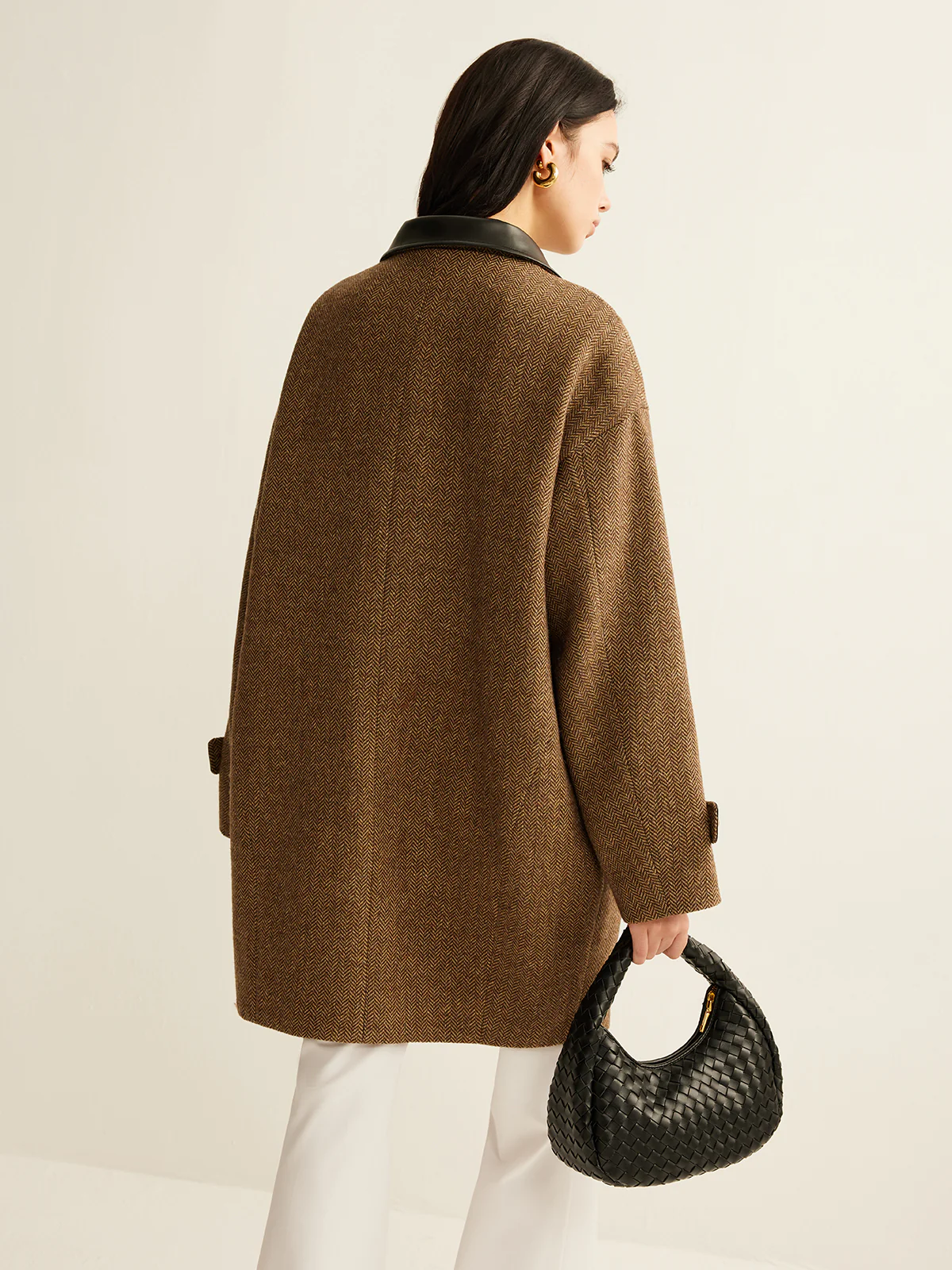 Contrast Collar Button Wool Coat - Image 6