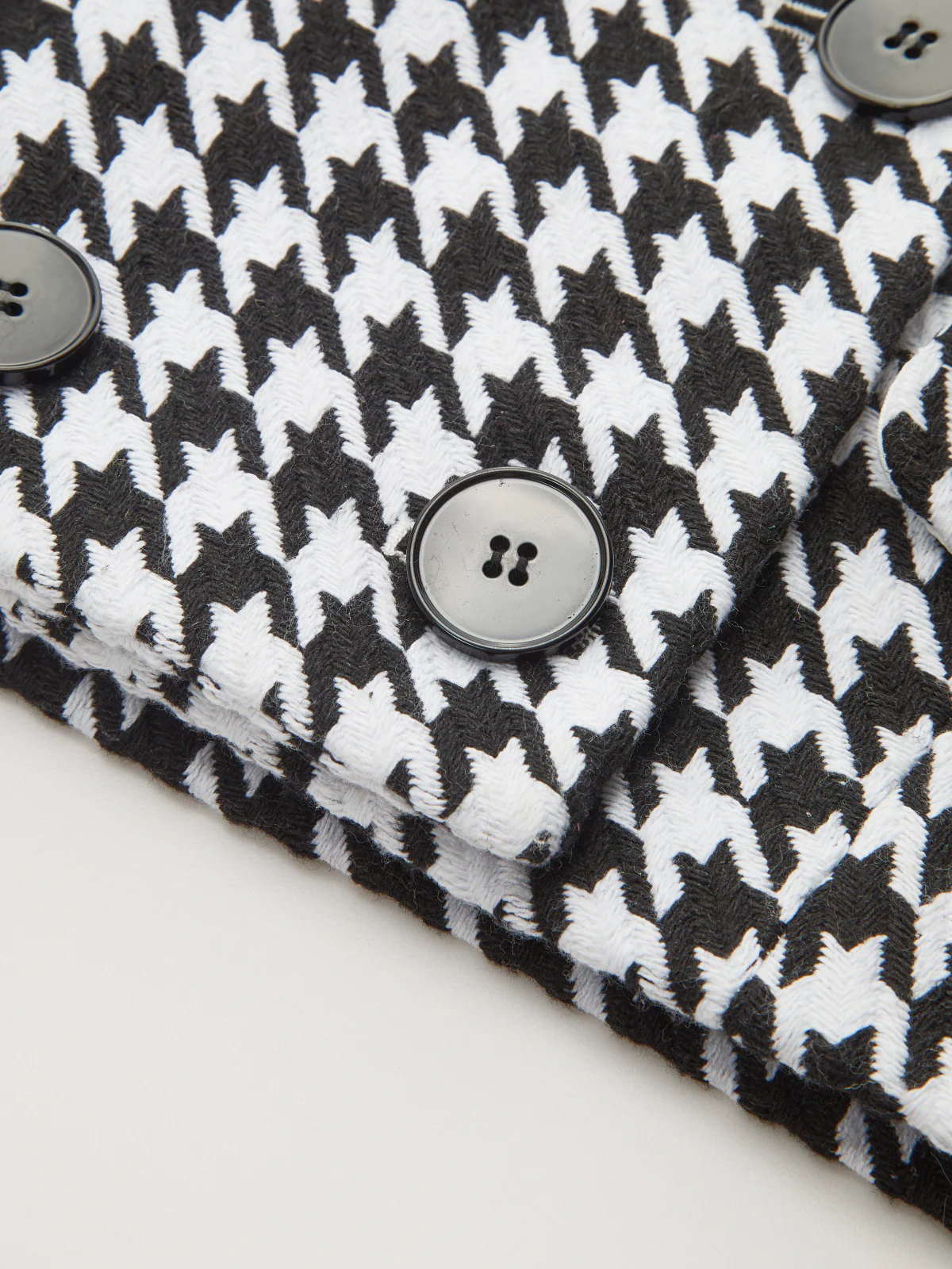 Contrast Collar Houndstooth Tweed Jacket - Image 4