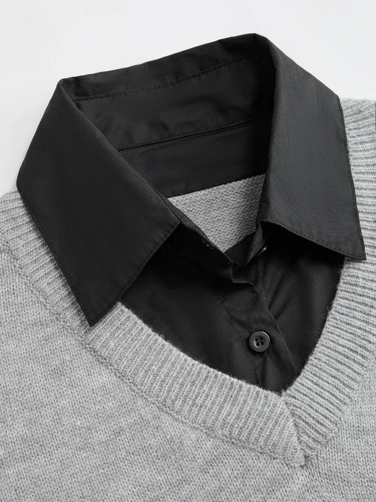 Contrast Collar Lace Hem Sweater - Image 6