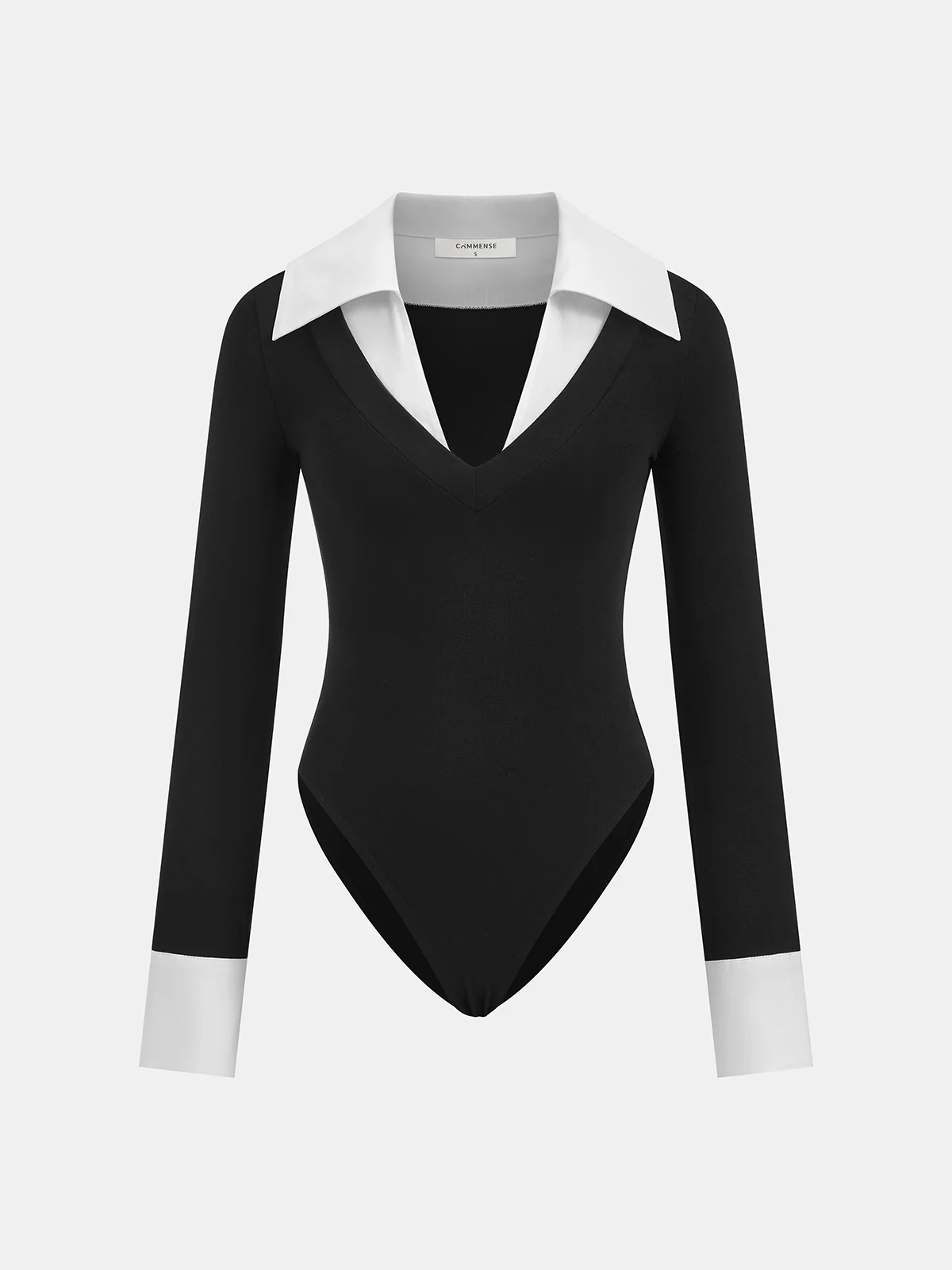 Contrast Collar Long-Sleeve Bodysuit