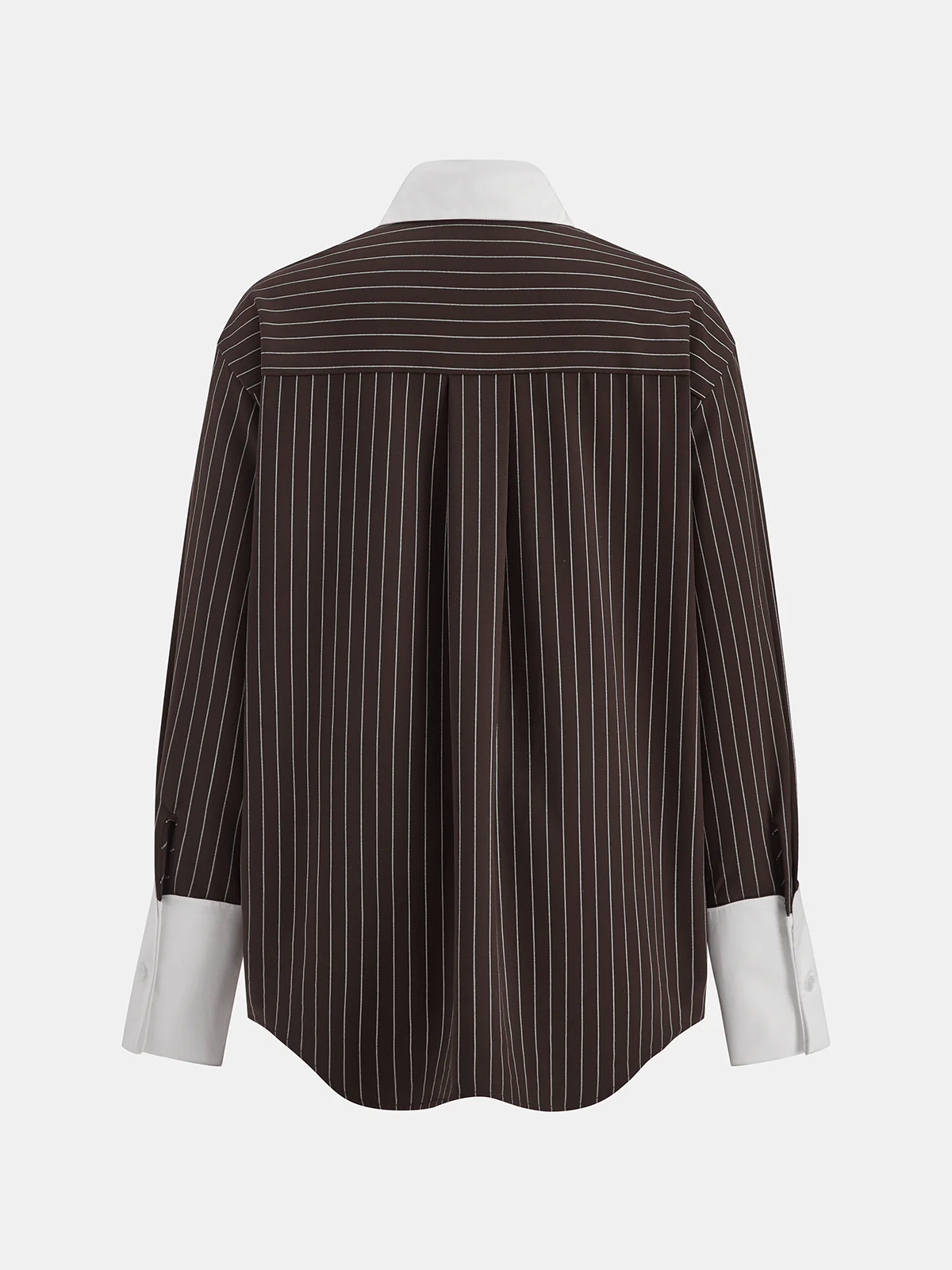 Contrast Collar Pinstripe Loose Shirt - Image 2