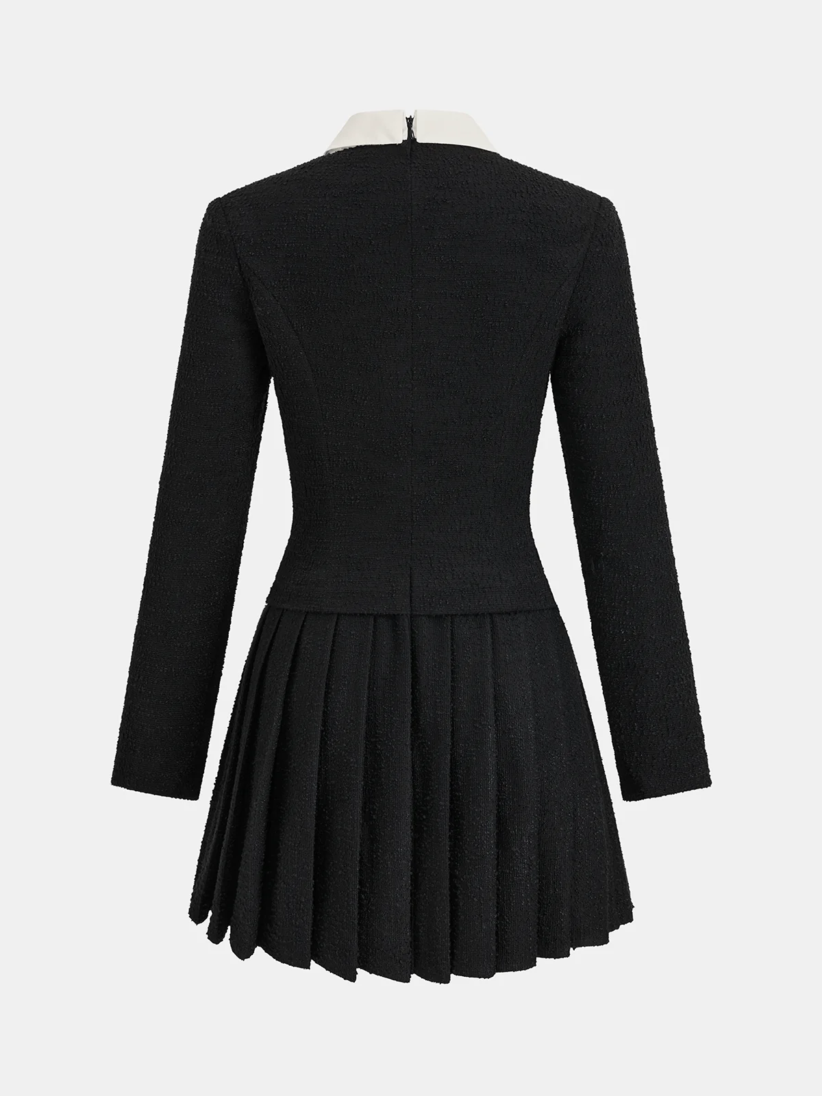 Contrast Collar Pleated Mini Dress - Image 3