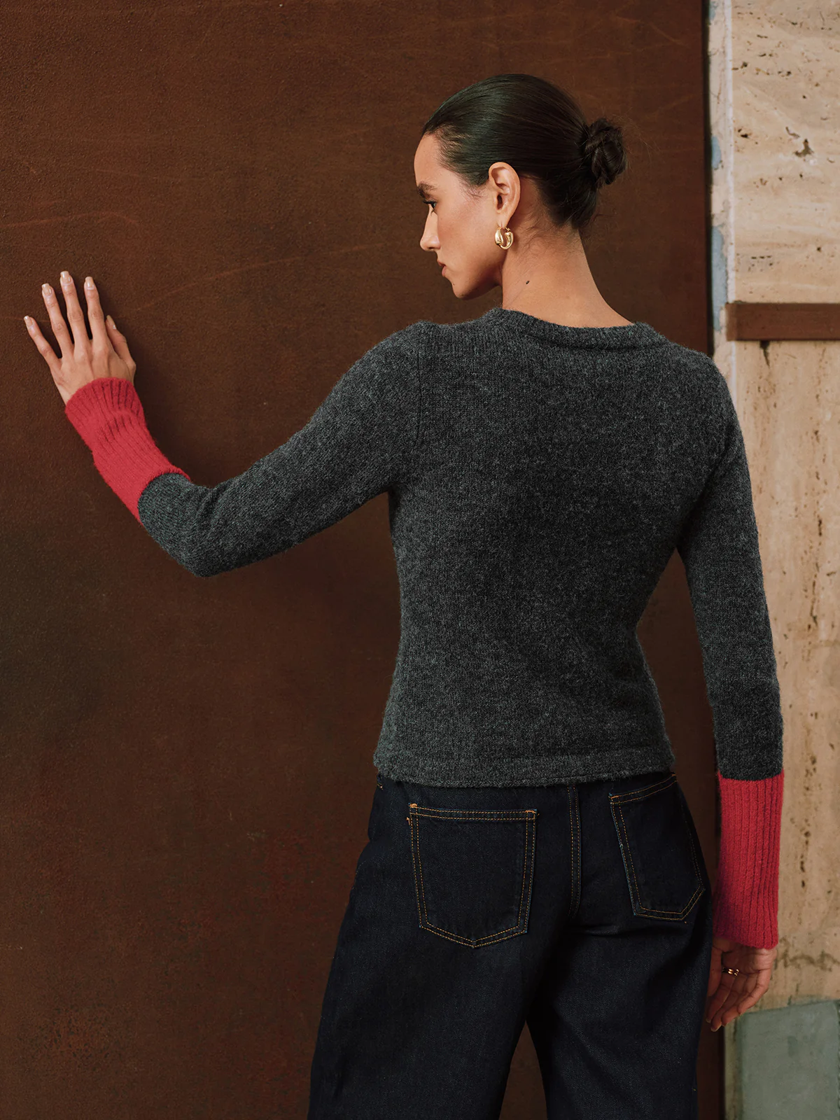 Contrast Cuff Wool-Blend Cardigan - Image 6