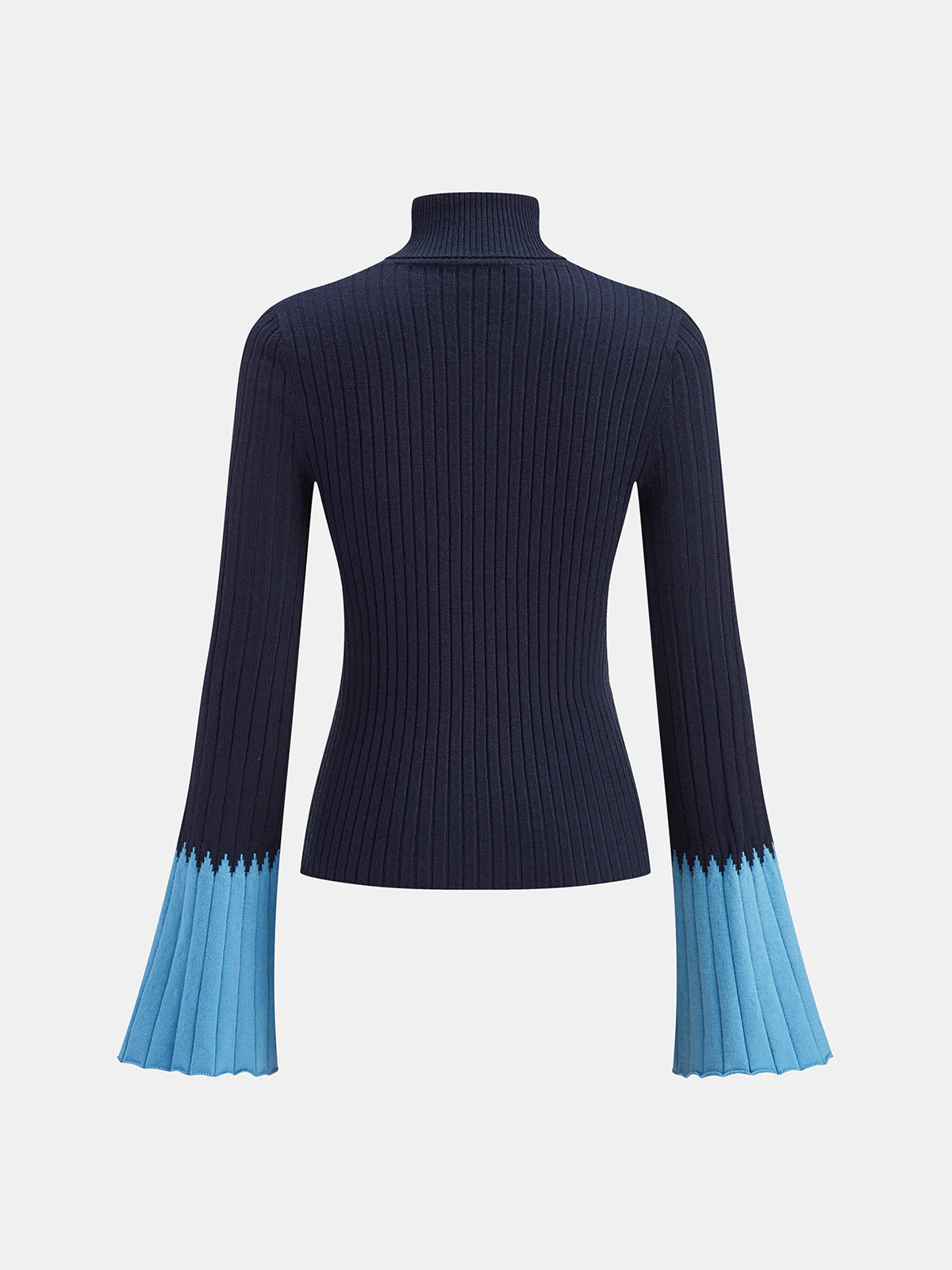 Contrast Flared Cuff Turtleneck Sweater - Image 4