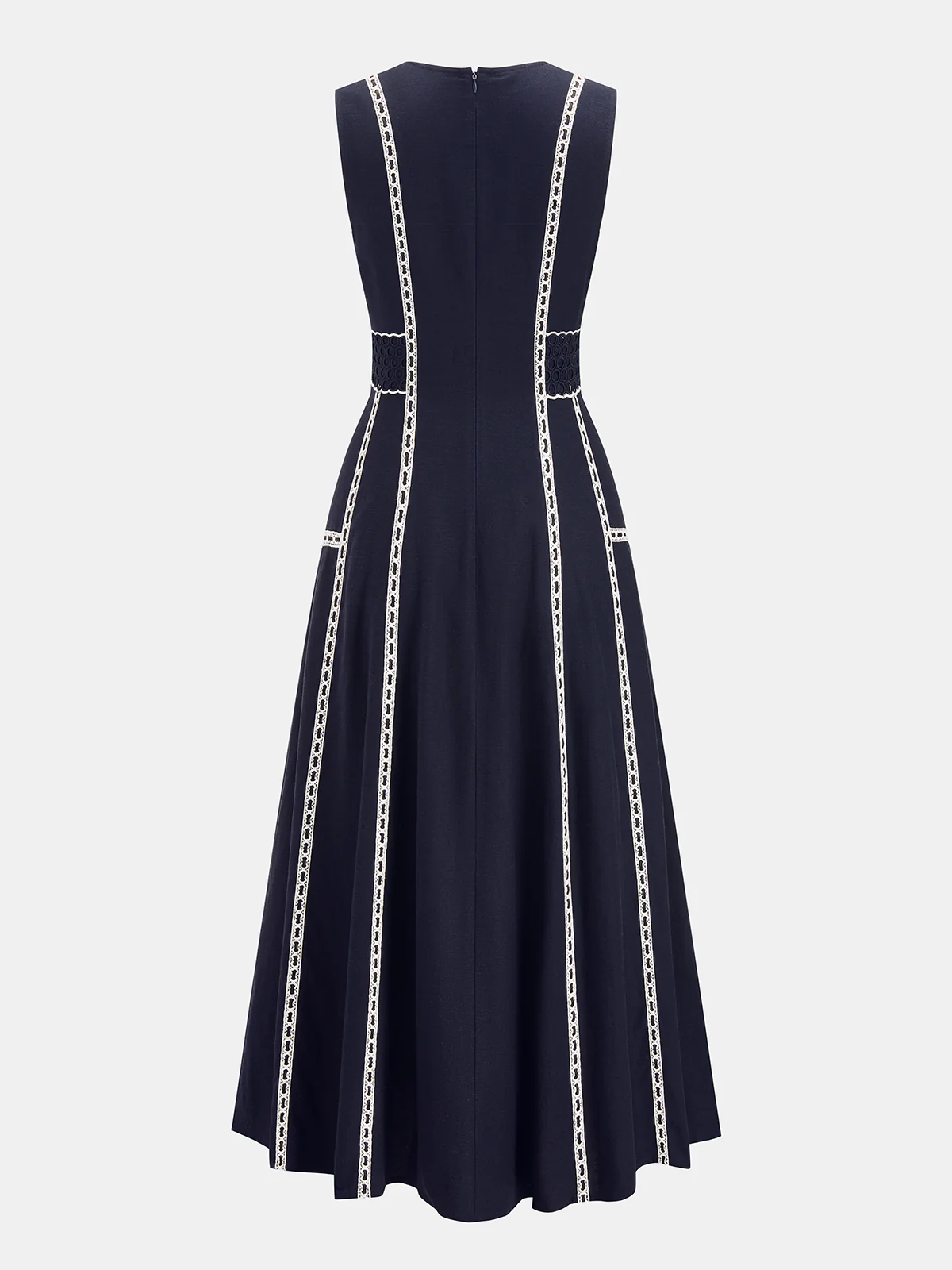 Contrast Lace Trim Sleeveless Midi Dress - Image 2