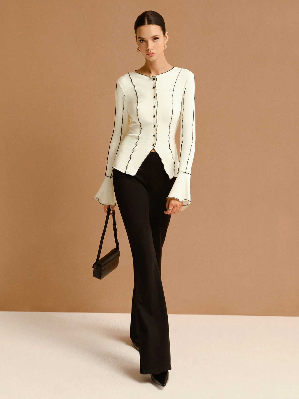 Contrast Lettuce Trim Button Slit Top - Image 6
