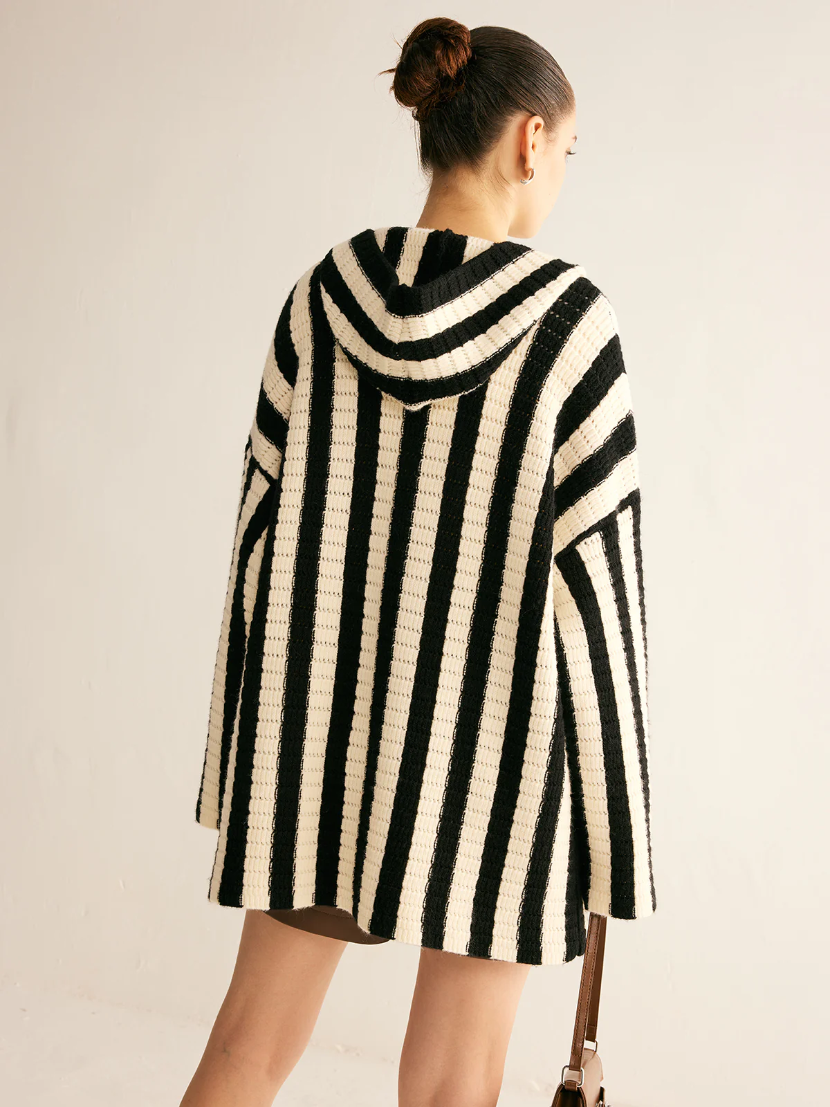 Contrast Pinstripe Hooded Cardigan - Image 6