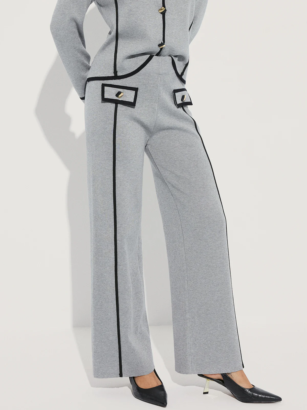 Contrast Piping Cotton Knit Co-ord Set - Image 4