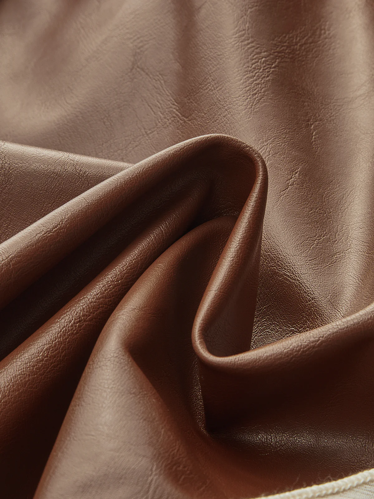 Contrast Piping Faux Leather Midi Skirt - Image 3