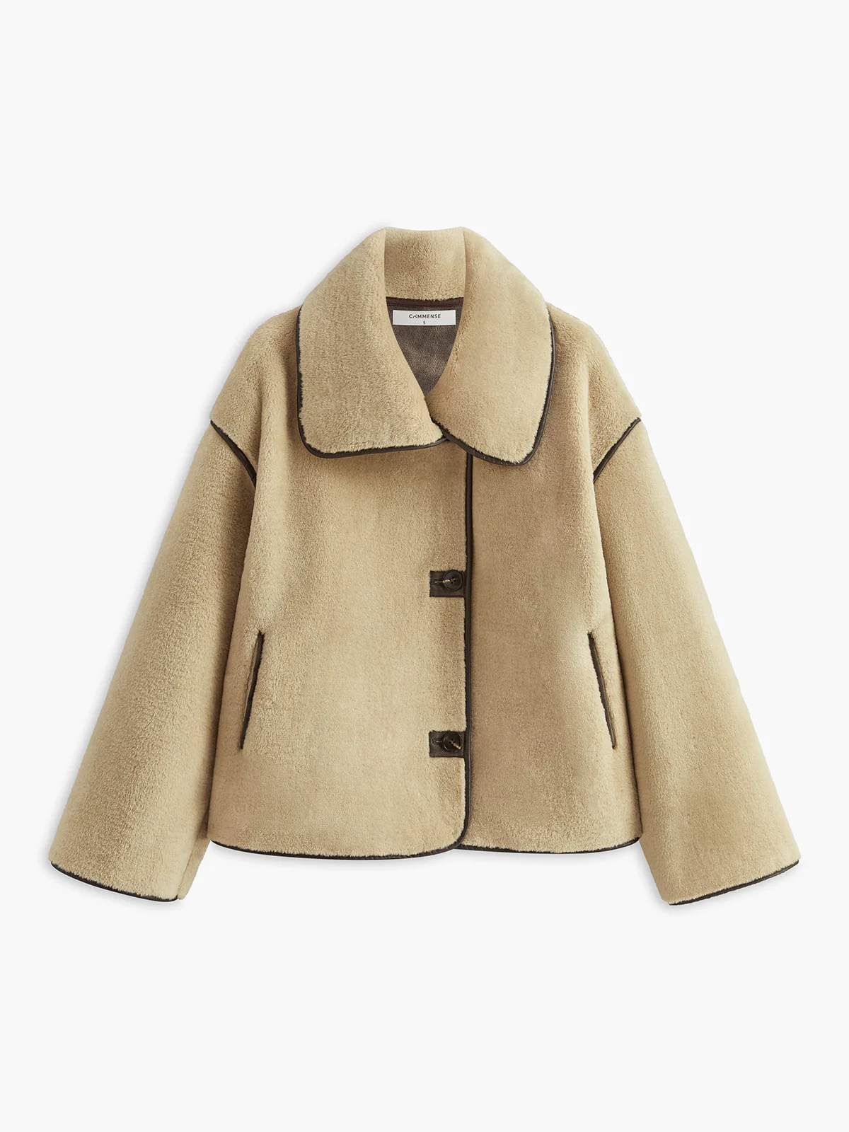 Contrast Piping Shift Minky Coat - Image 8