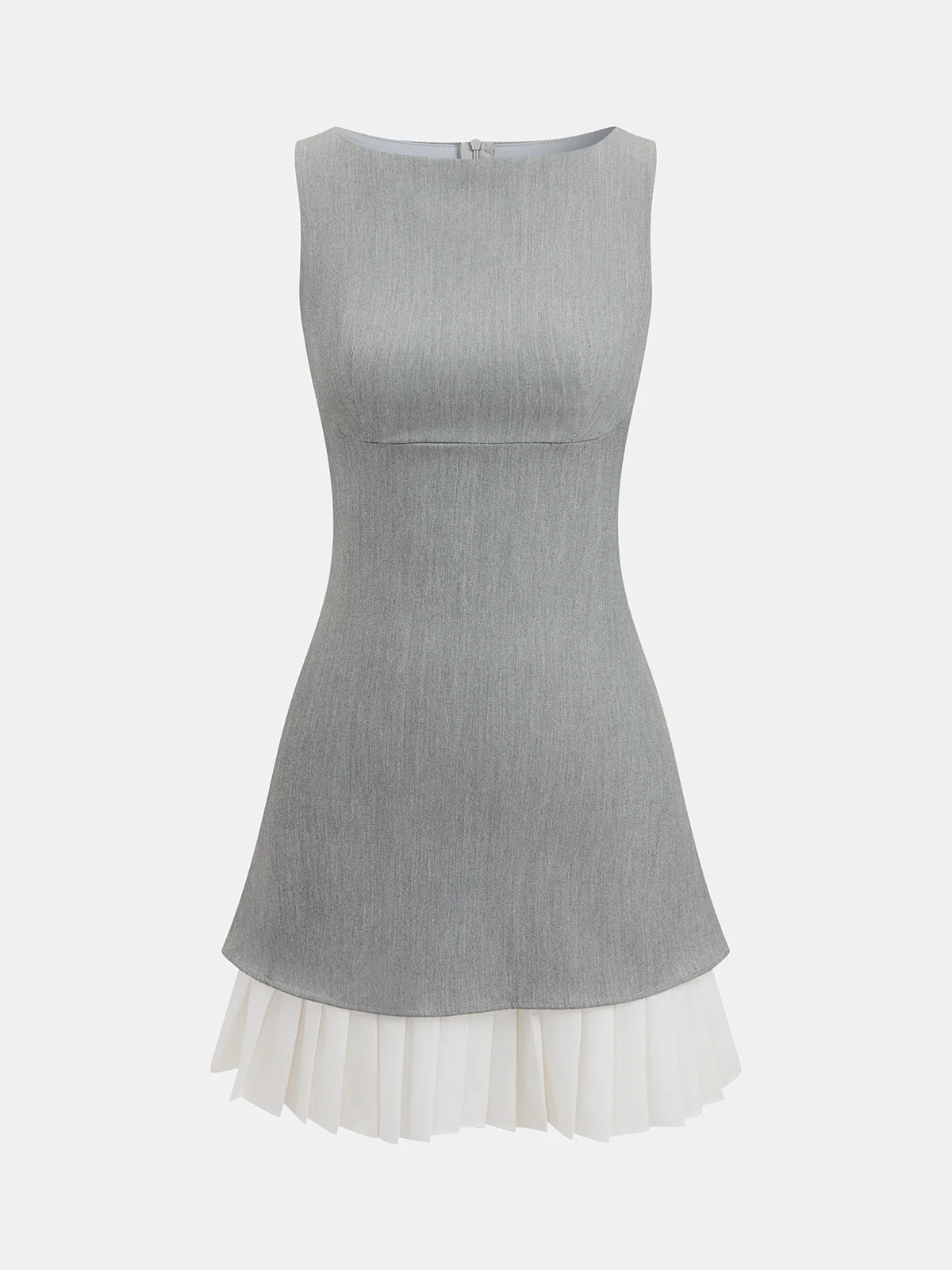 Contrast Pleated Hem Sleeveless Mini Dress
