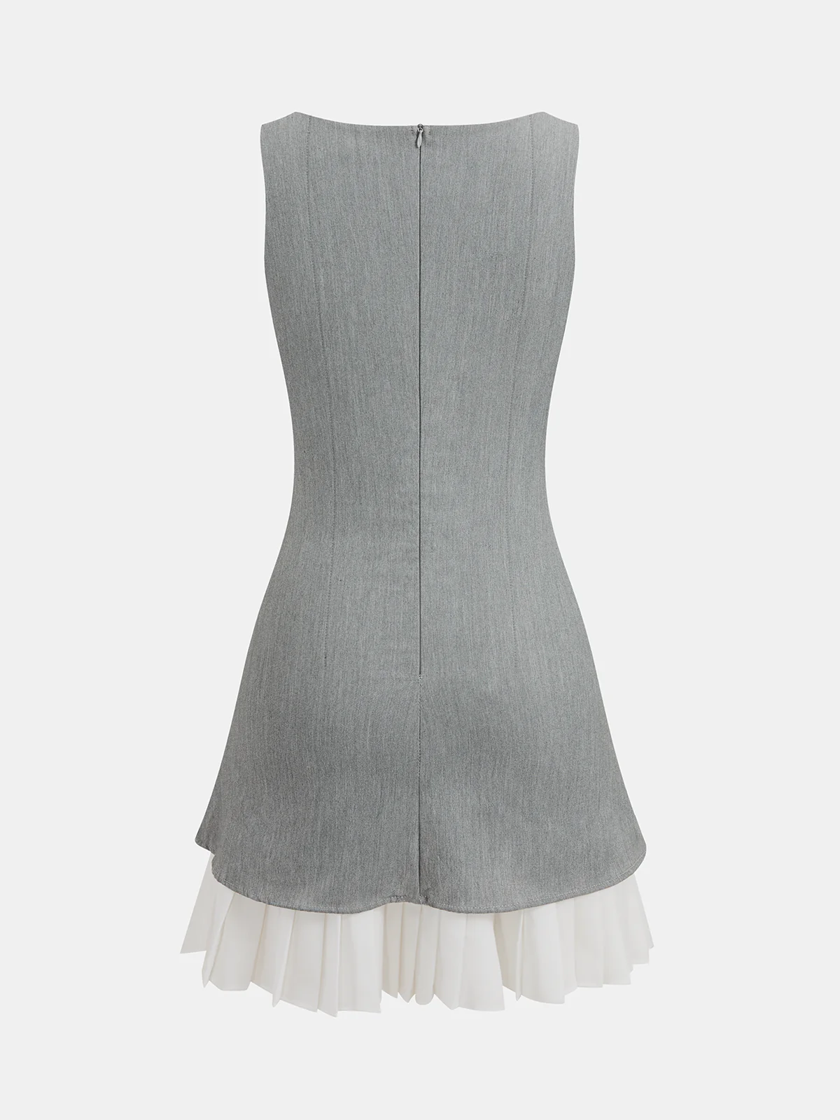 Contrast Pleated Hem Sleeveless Mini Dress - Image 2