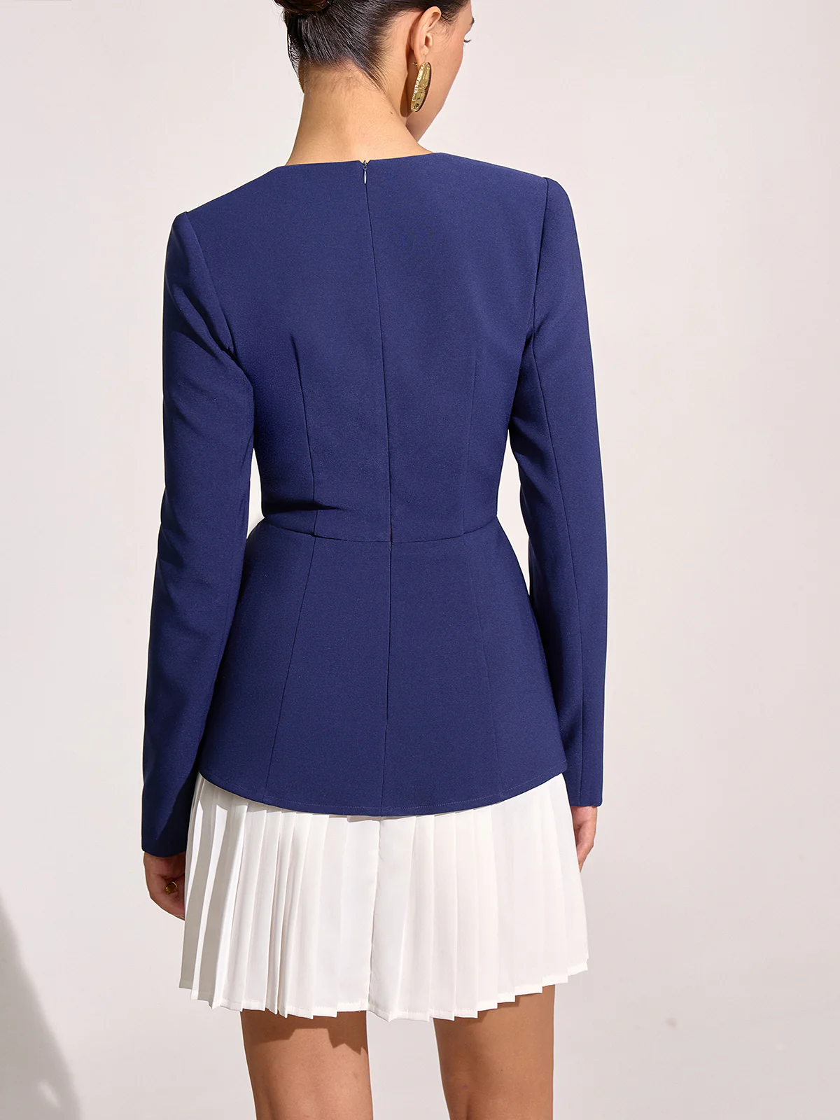 Contrast Pleated Hem Square Neck Mini Dress - Image 6