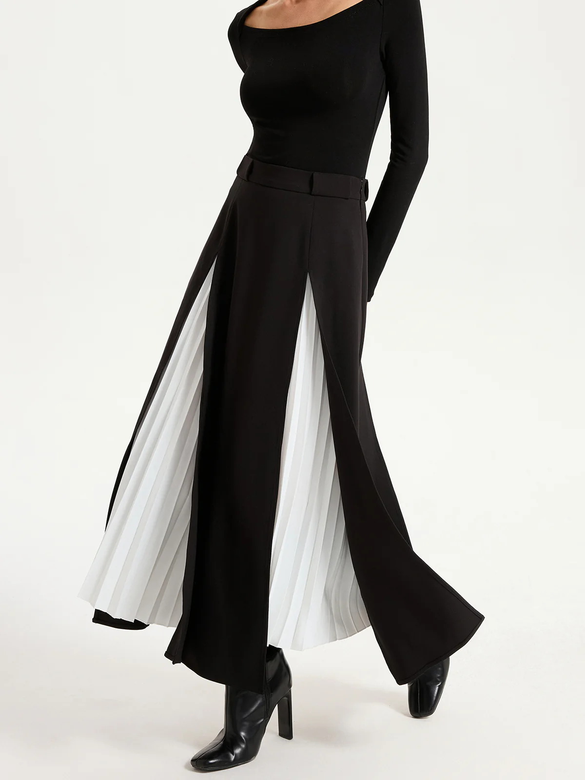 Contrast Pleated Maxi Skirts - Image 2