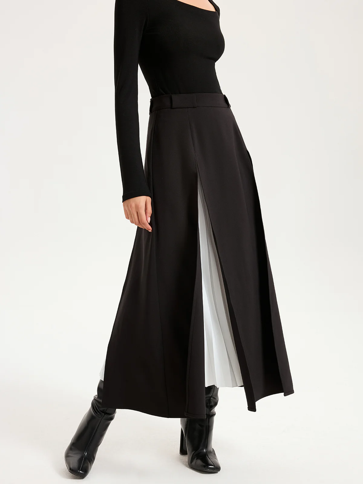 Contrast Pleated Maxi Skirts - Image 4
