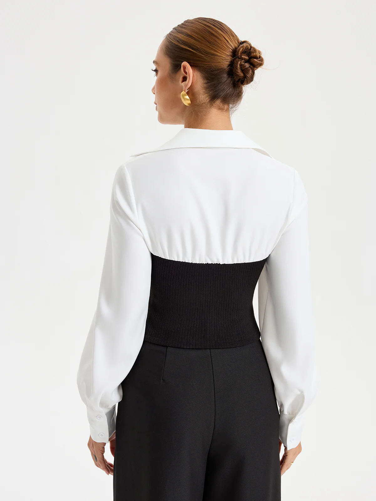Contrast Ribbed Paneled Long Sleeve Shirt - Image 6