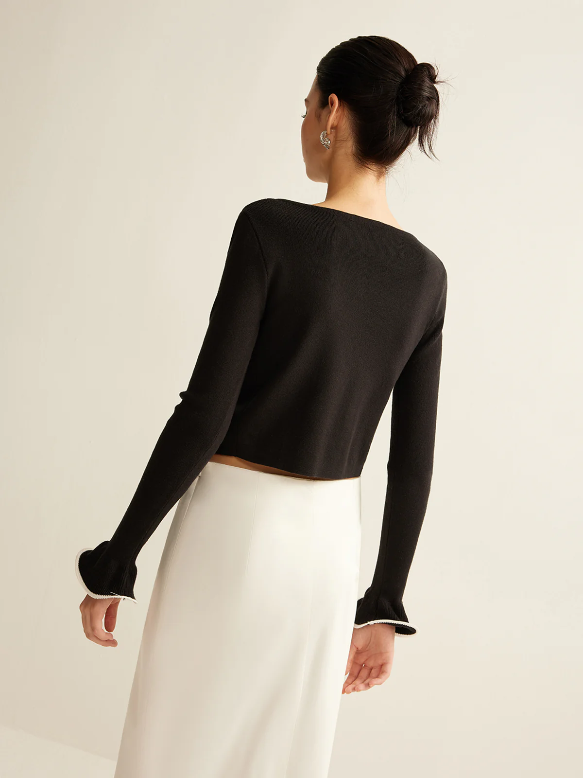 Contrast Ruffle Skinny Cardigan - Image 4