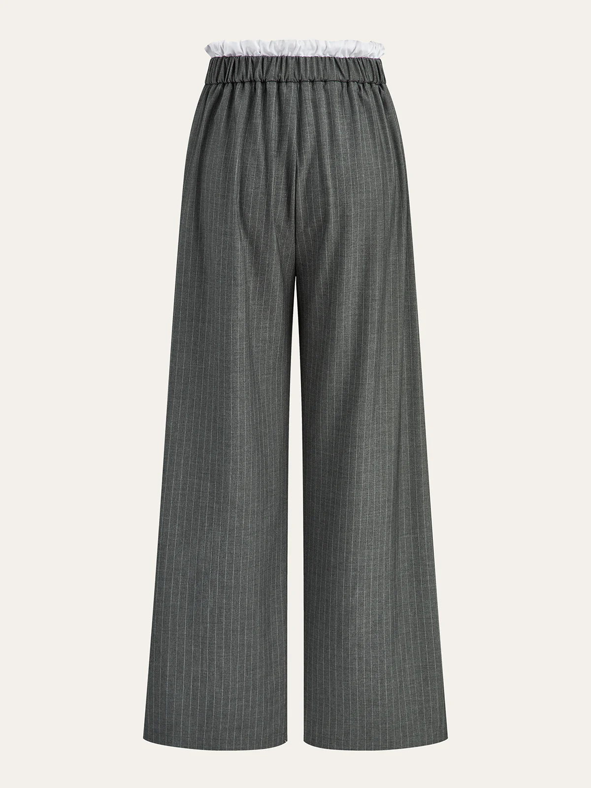 Contrast Ruffle Waistband Pinstripe Pants - Image 3