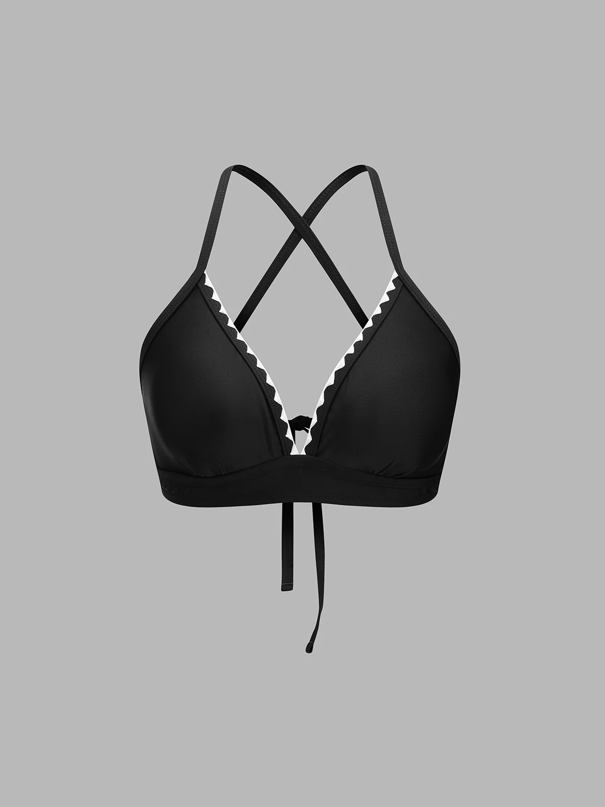 Contrast Scallop Trim Halter Two Piece Bikini - Image 3