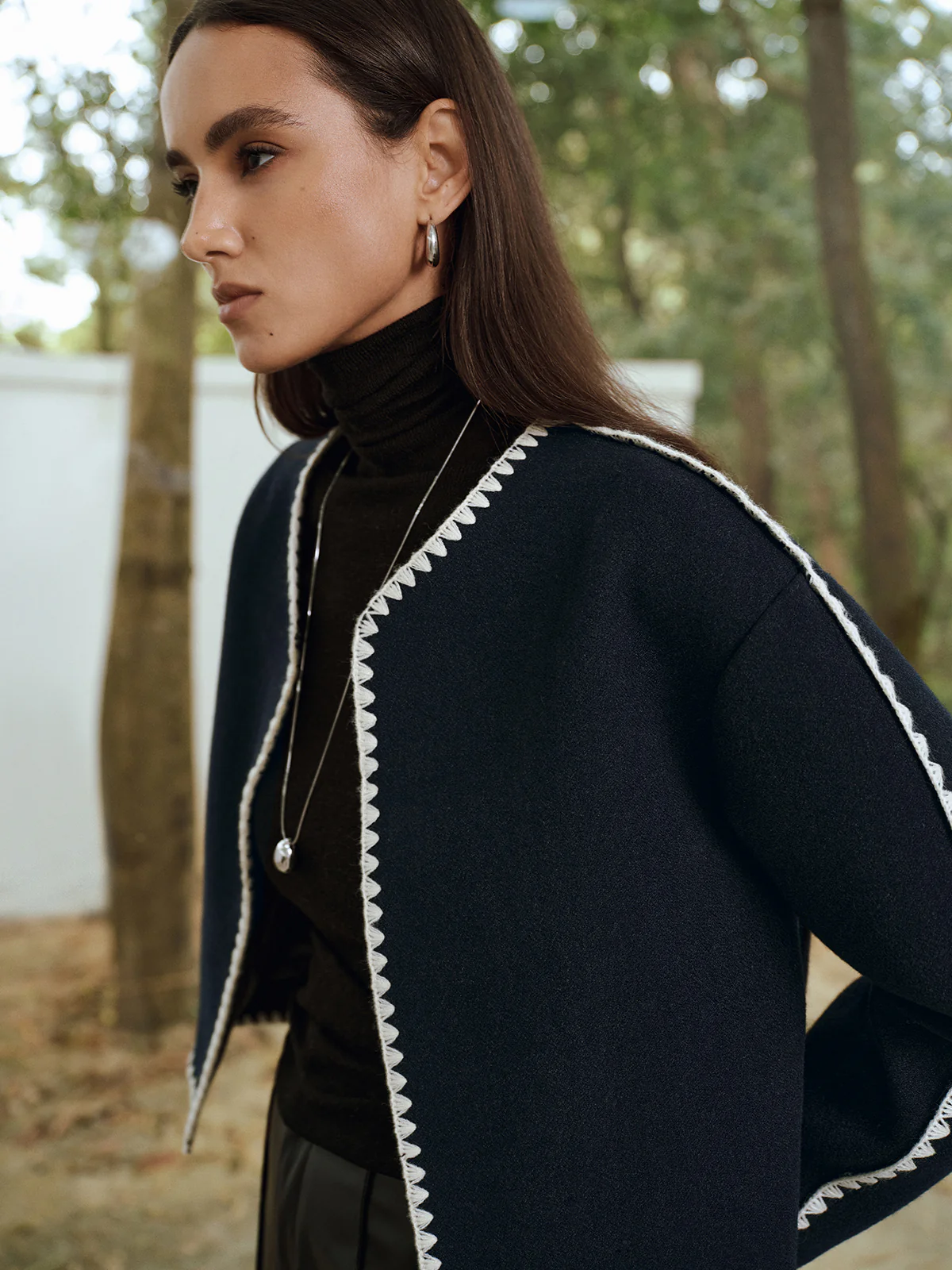 Contrast Scallop Trim Tweed Jacket - Image 4