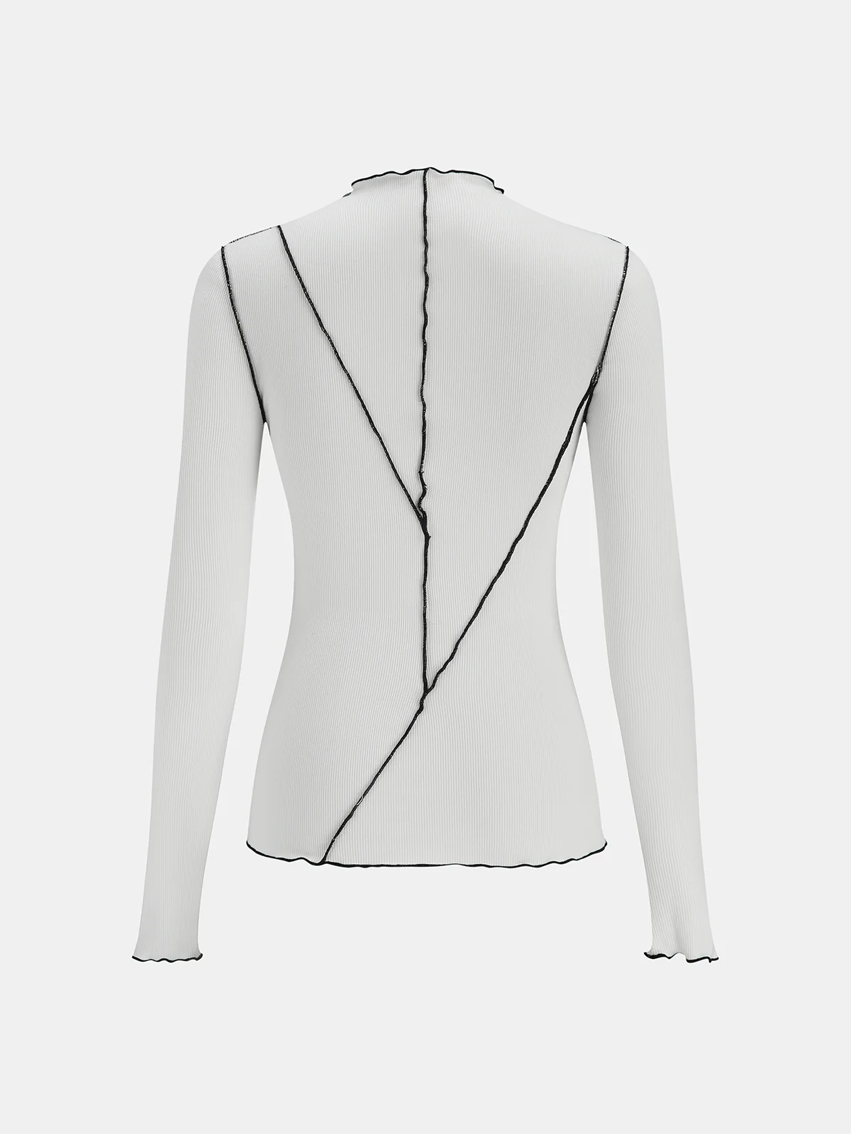 Contrast Stitch Round Neck Long-sleeve Top - Image 3