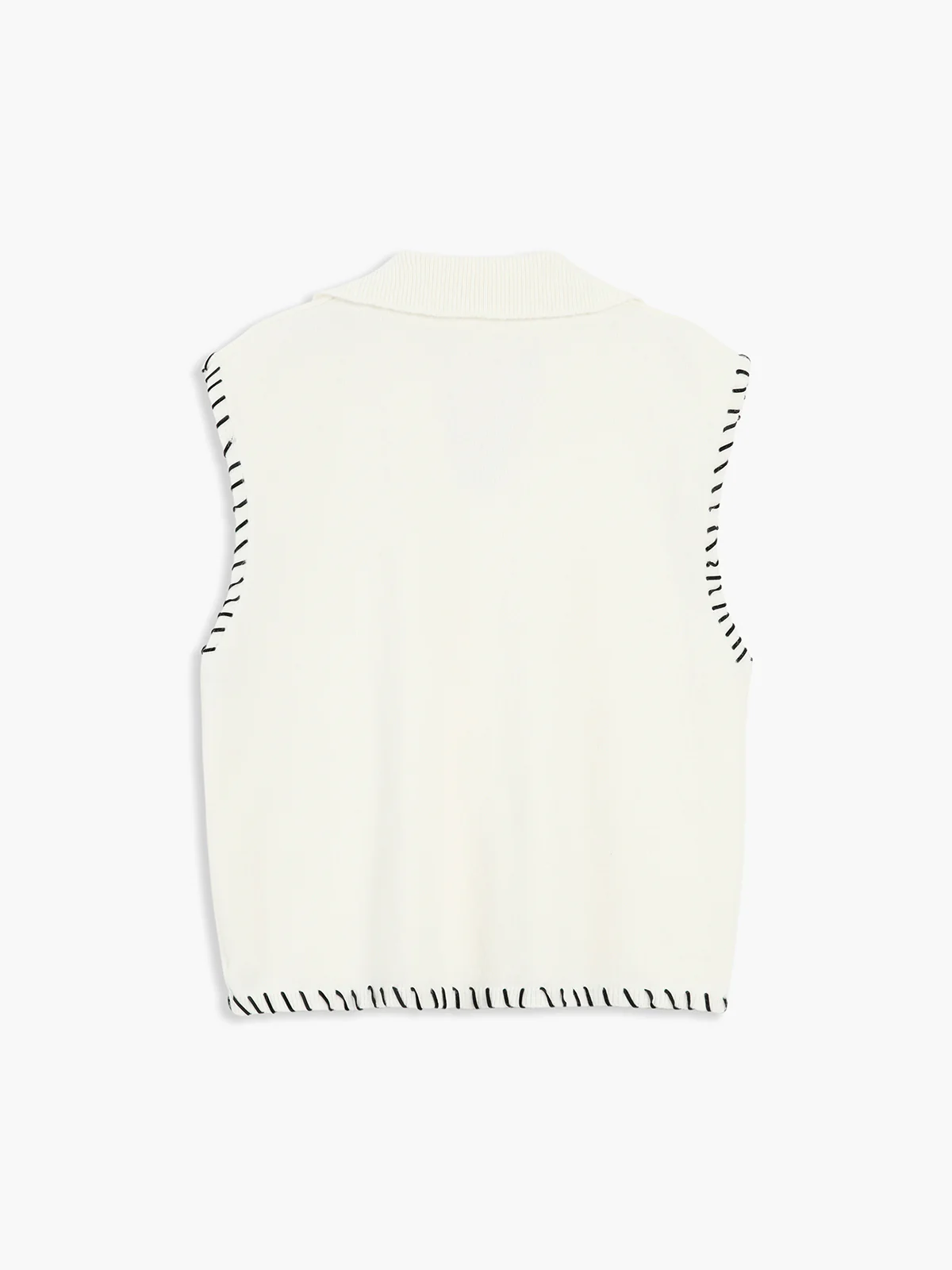 Contrast Stitches Trim Sweater Vest - Image 2