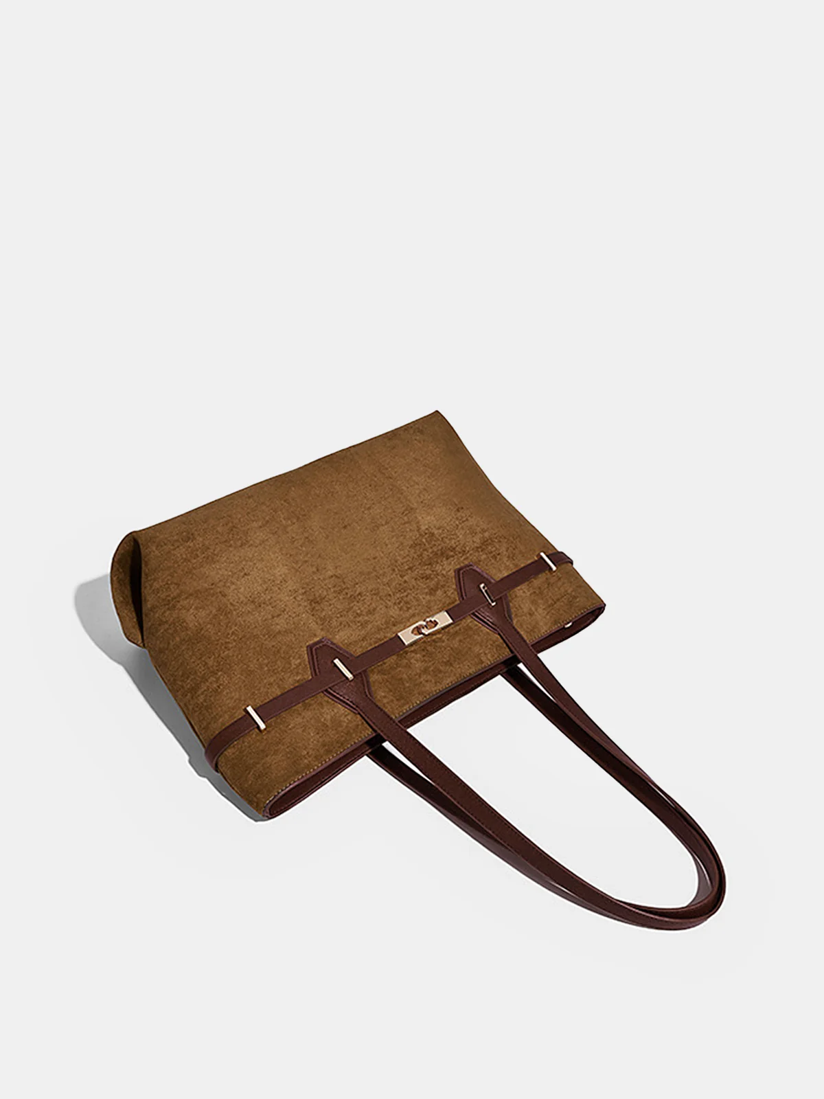Contrast Strap Suede Effect Tote Bag - Image 3