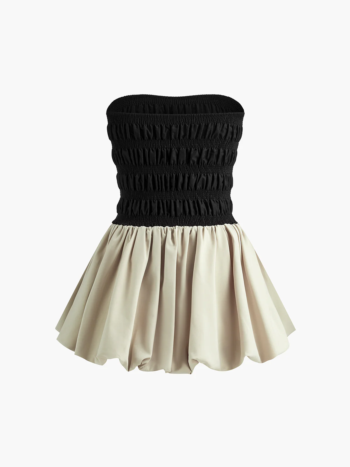 Contrast Strapless Pleated Short Dress - Image 3