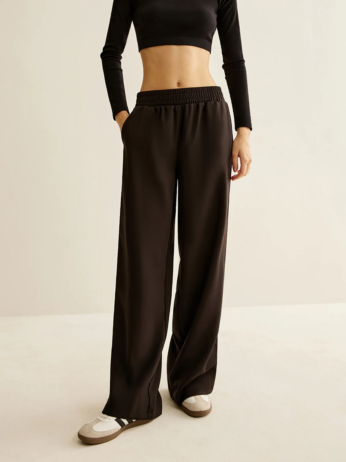 Contrast Striped Elastic Waist Pants - Image 2