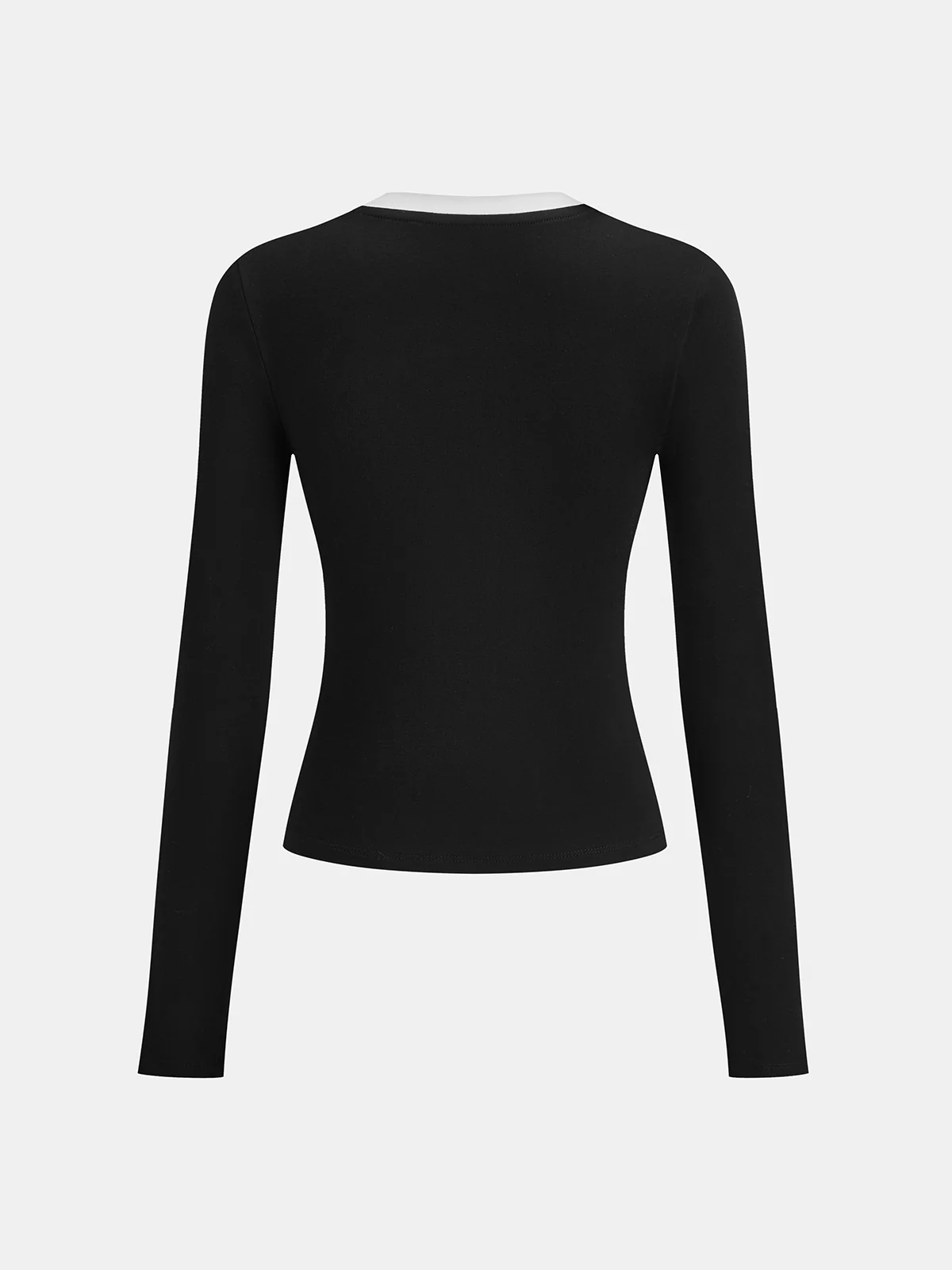 Contrast Trim Asymmetric Neckline T-Shirt - Image 2