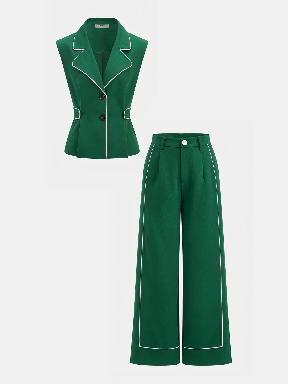 Contrast Trim Blazer Vest & Pants Set - Image 9