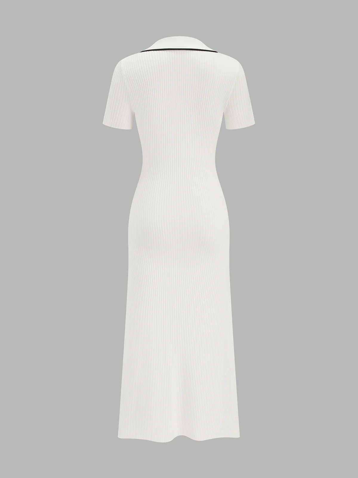 Contrast Trim Button Front Knit Maxi Dress - Image 3