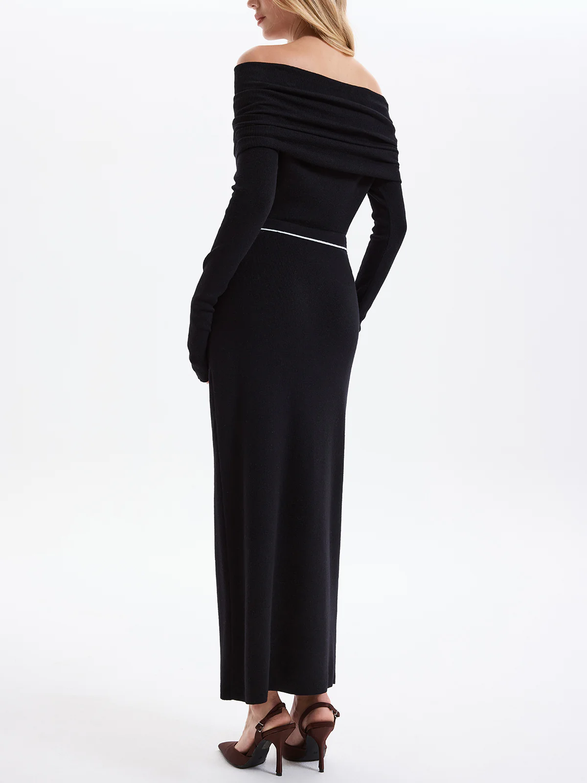 Contrast-Trim Button-Front Maxi Knit Skirt - Image 5