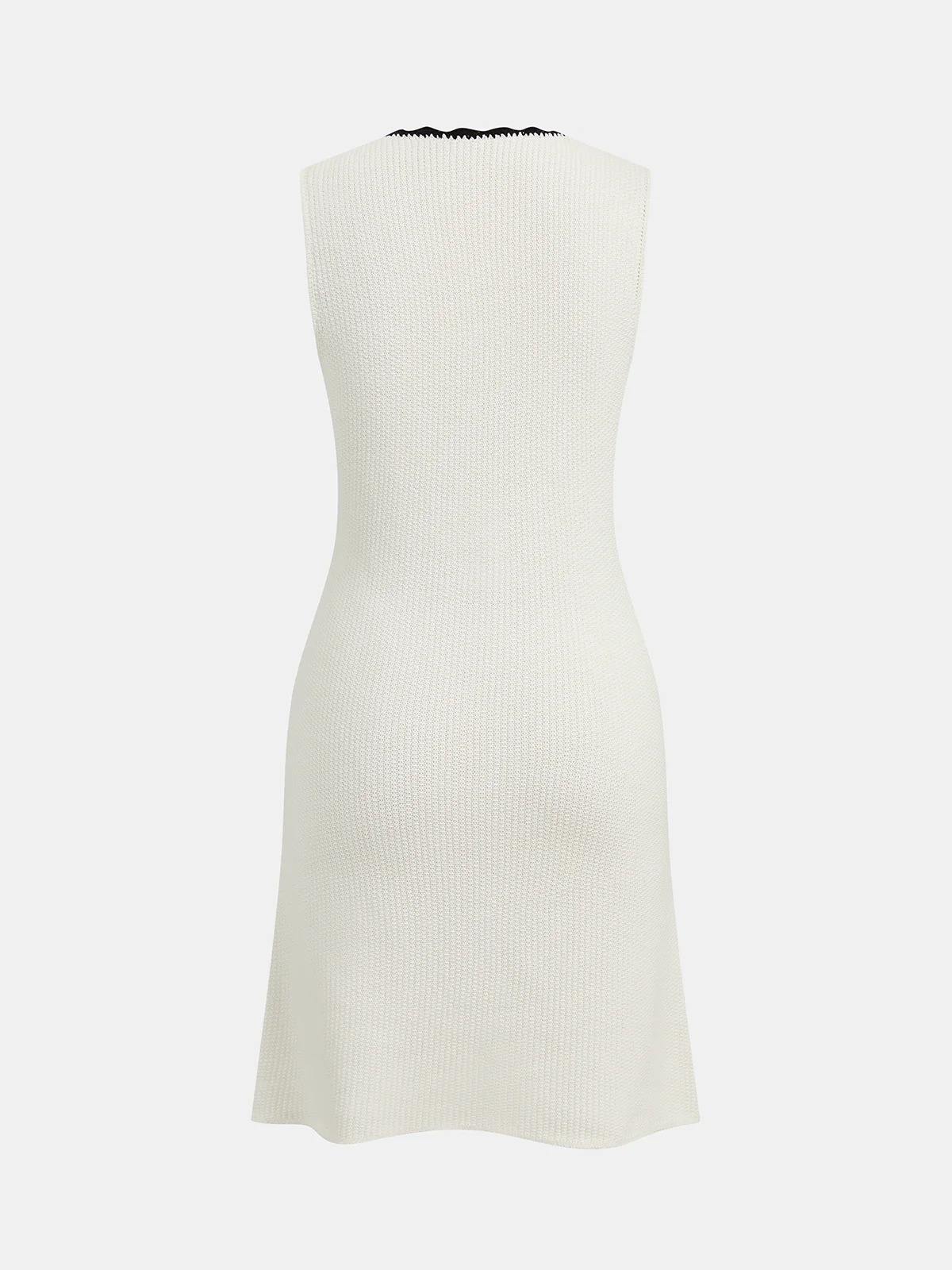 Contrast Trim Button-Front Sleeveless Knit Dress - Image 2