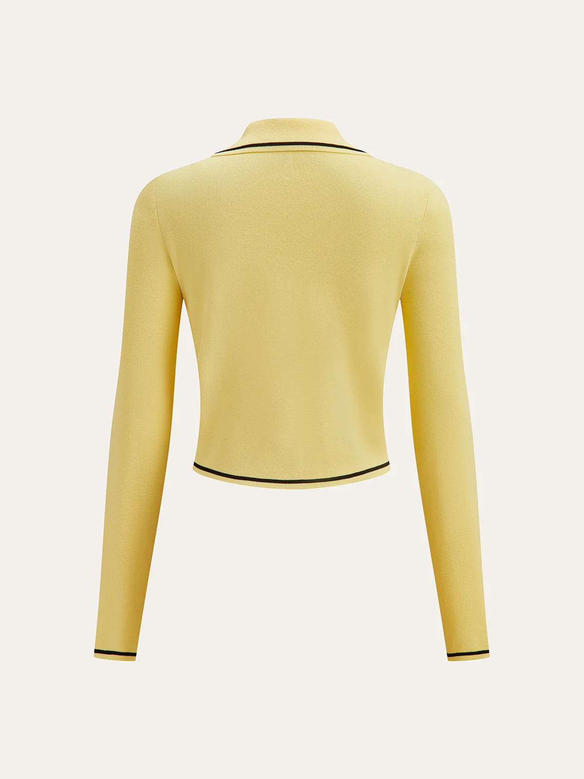 Contrast Trim Collared Knit Cardigan - Image 2