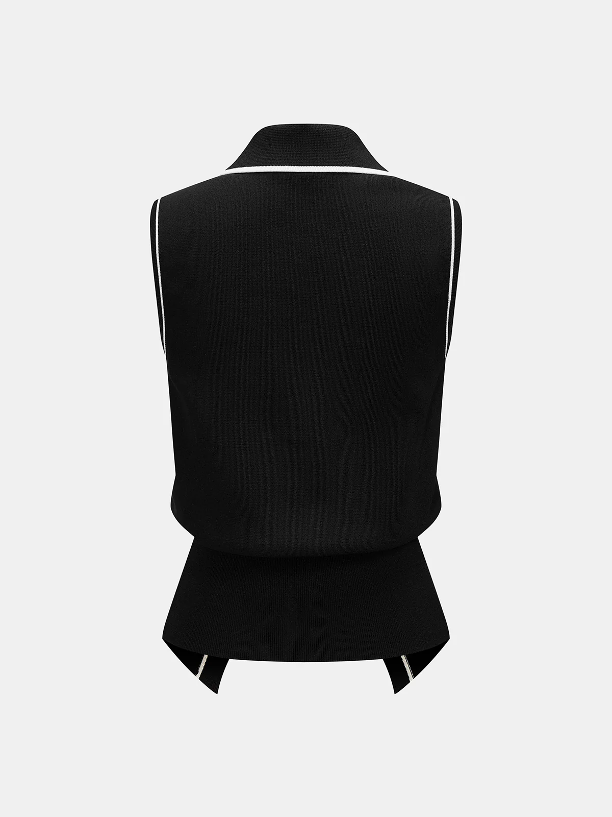 Contrast Trim Collared Knit Vest - Image 3