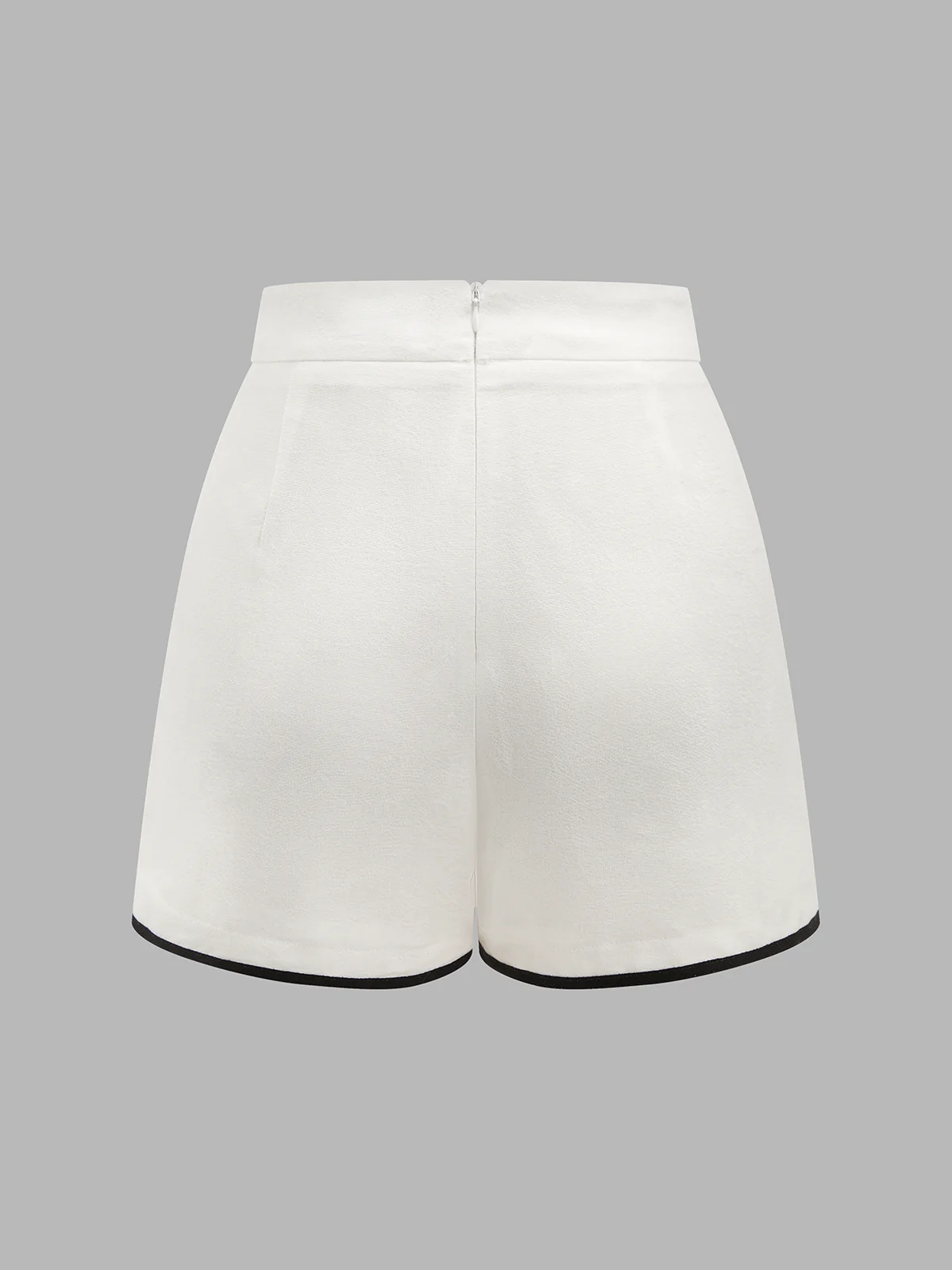 Contrast Trim Cotton Linen Tie-Waist Shorts - Image 2