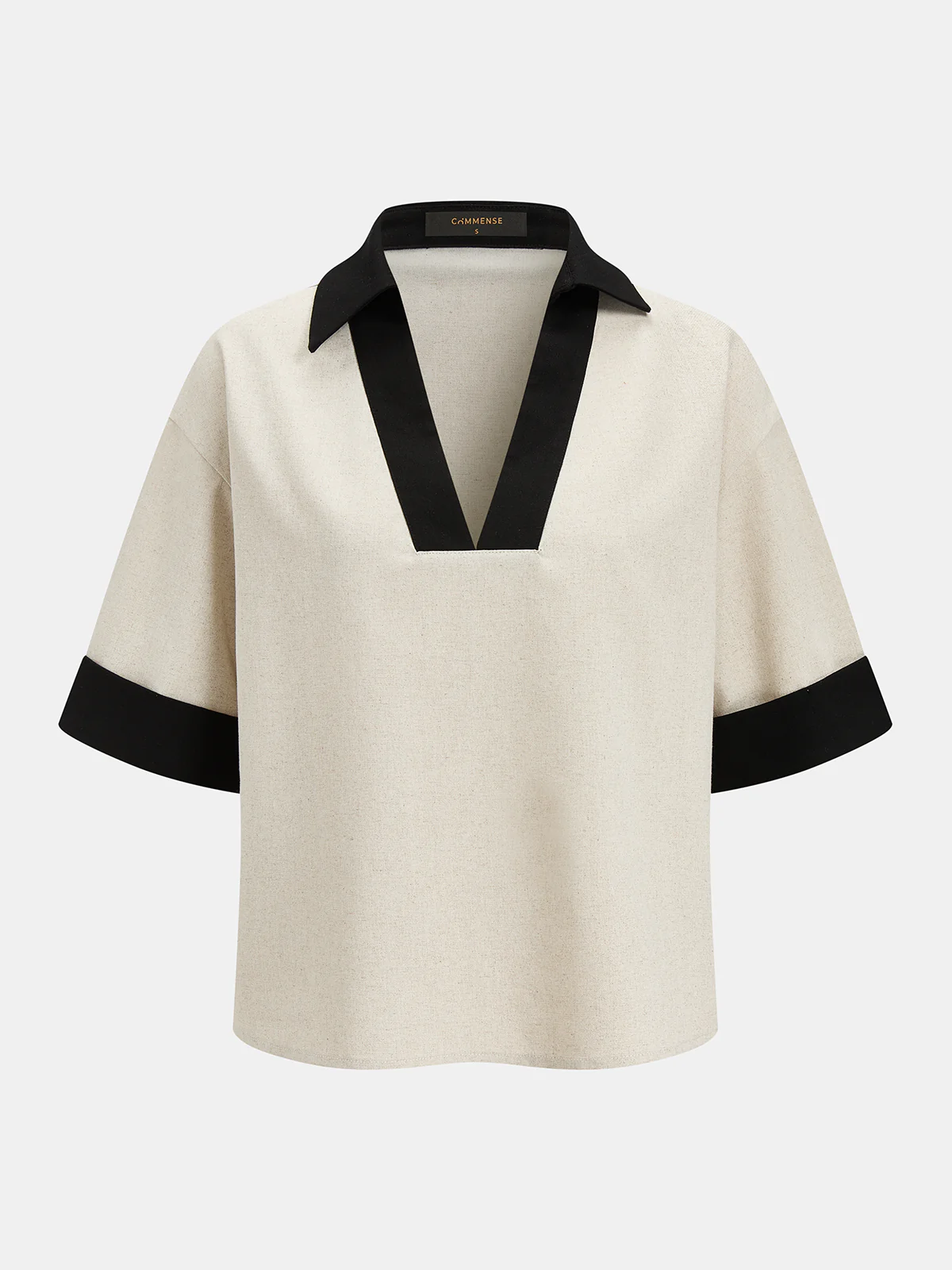 Contrast Trim Cotton Linen Top & Shorts Set - Image 3