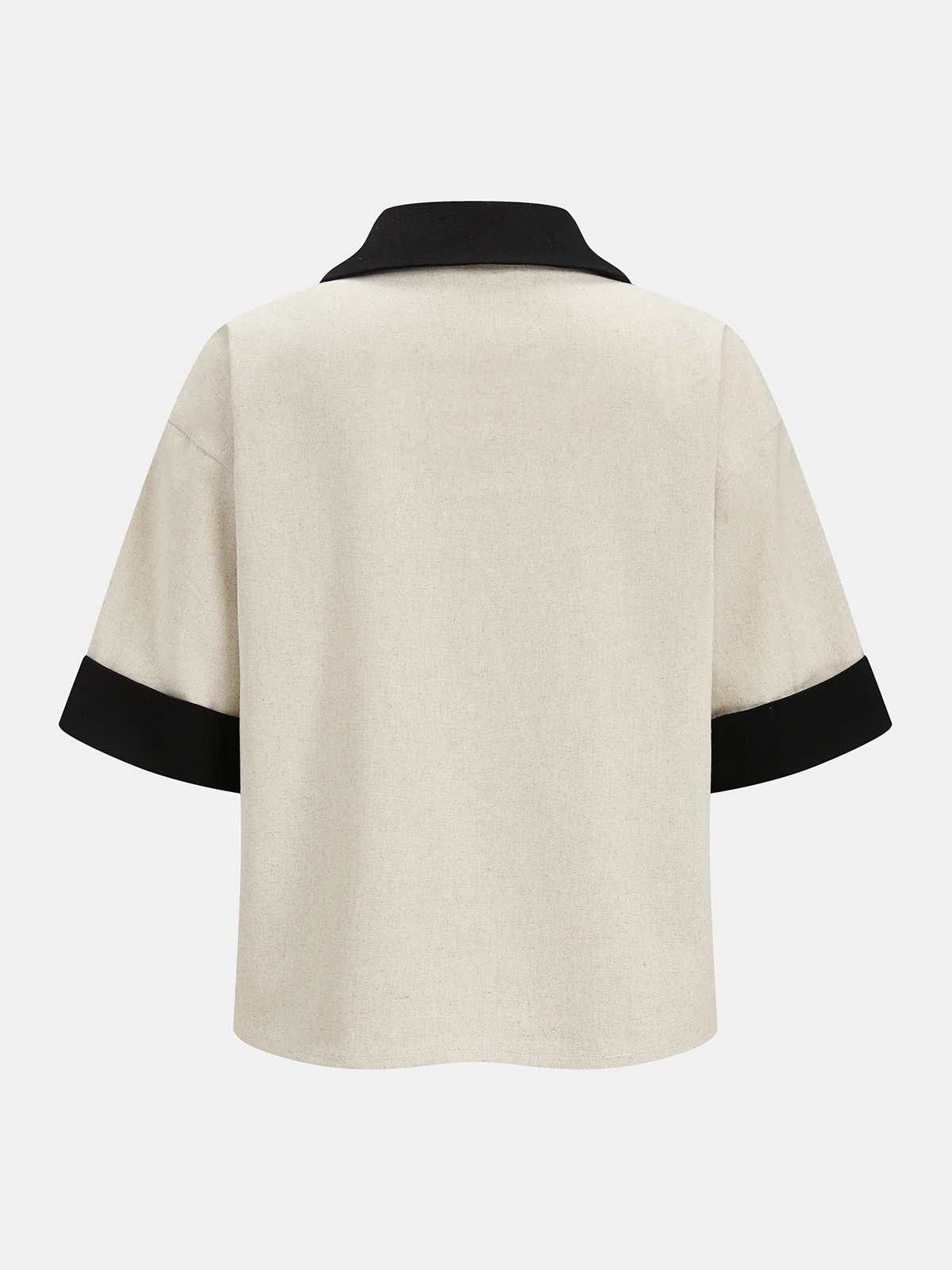 Contrast Trim Cotton Linen Top & Shorts Set - Image 4