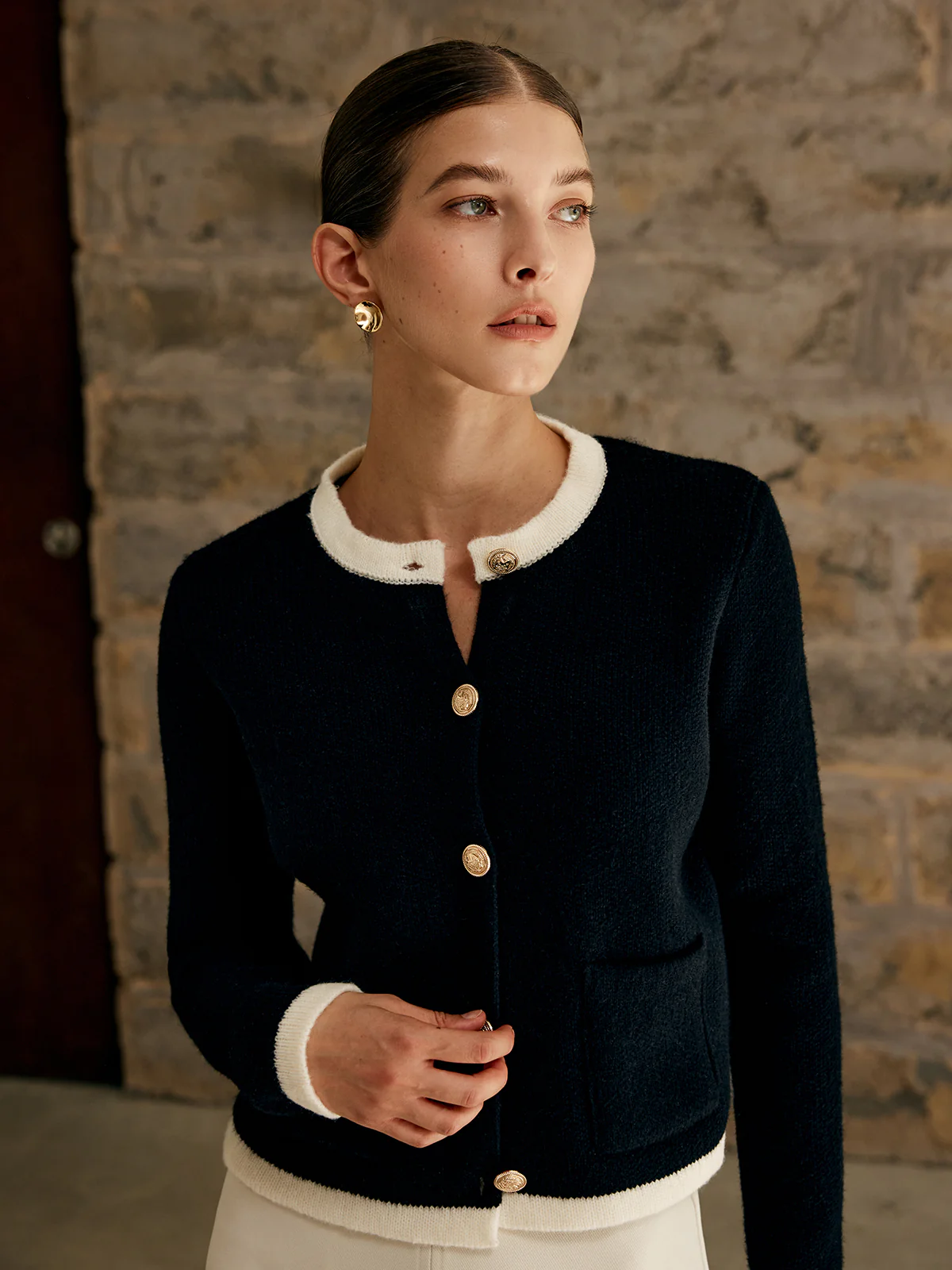 Contrast Trim Jersey Cardigan - Image 3