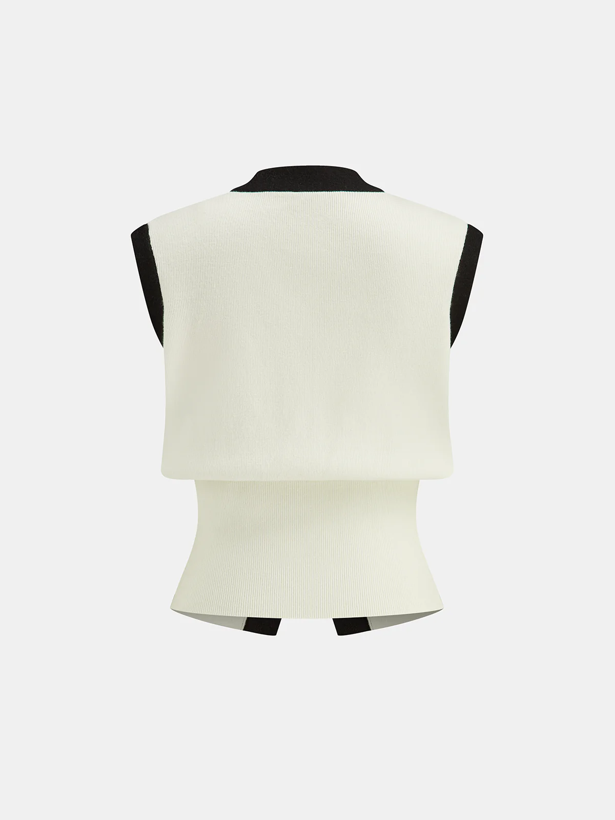 Contrast Trim Knit Vest and Midi Skirt Set - Image 3